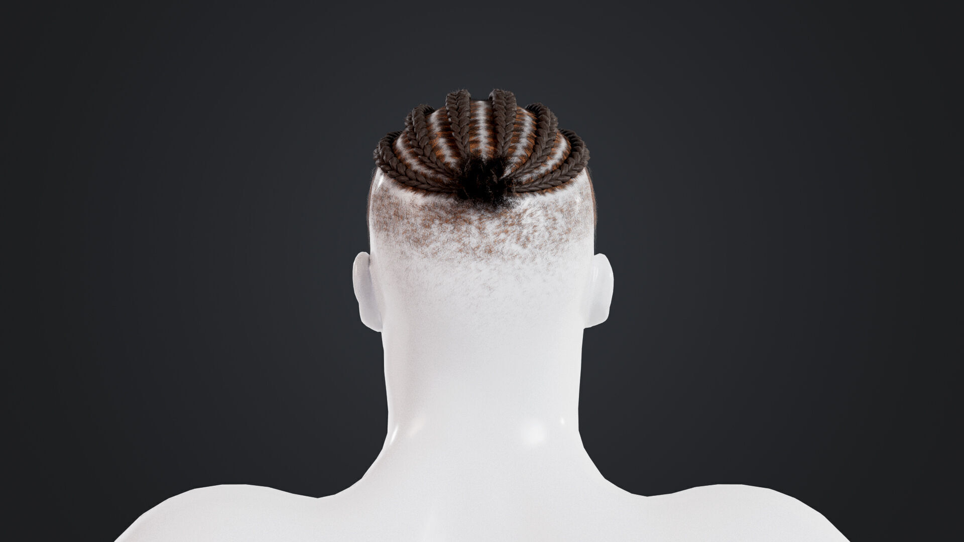 African character Hair Low-poly 3D model_3