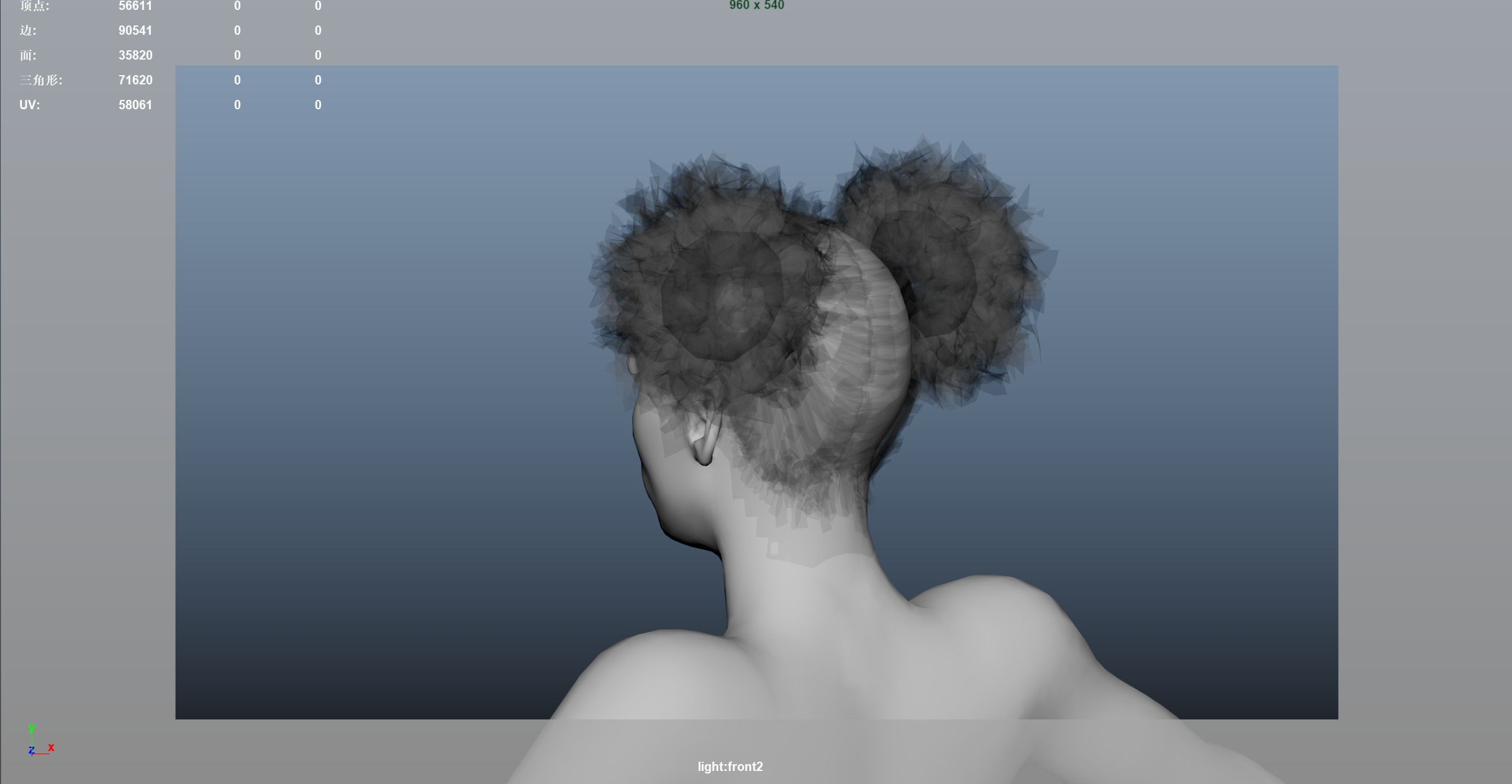 African character Hair Low-poly 3D model_8