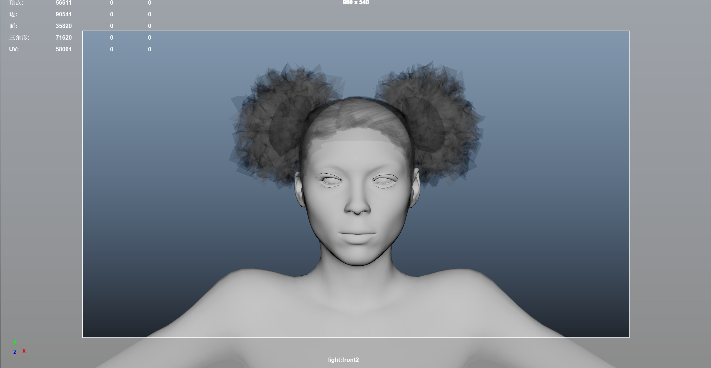 African character Hair Low-poly 3D model_4