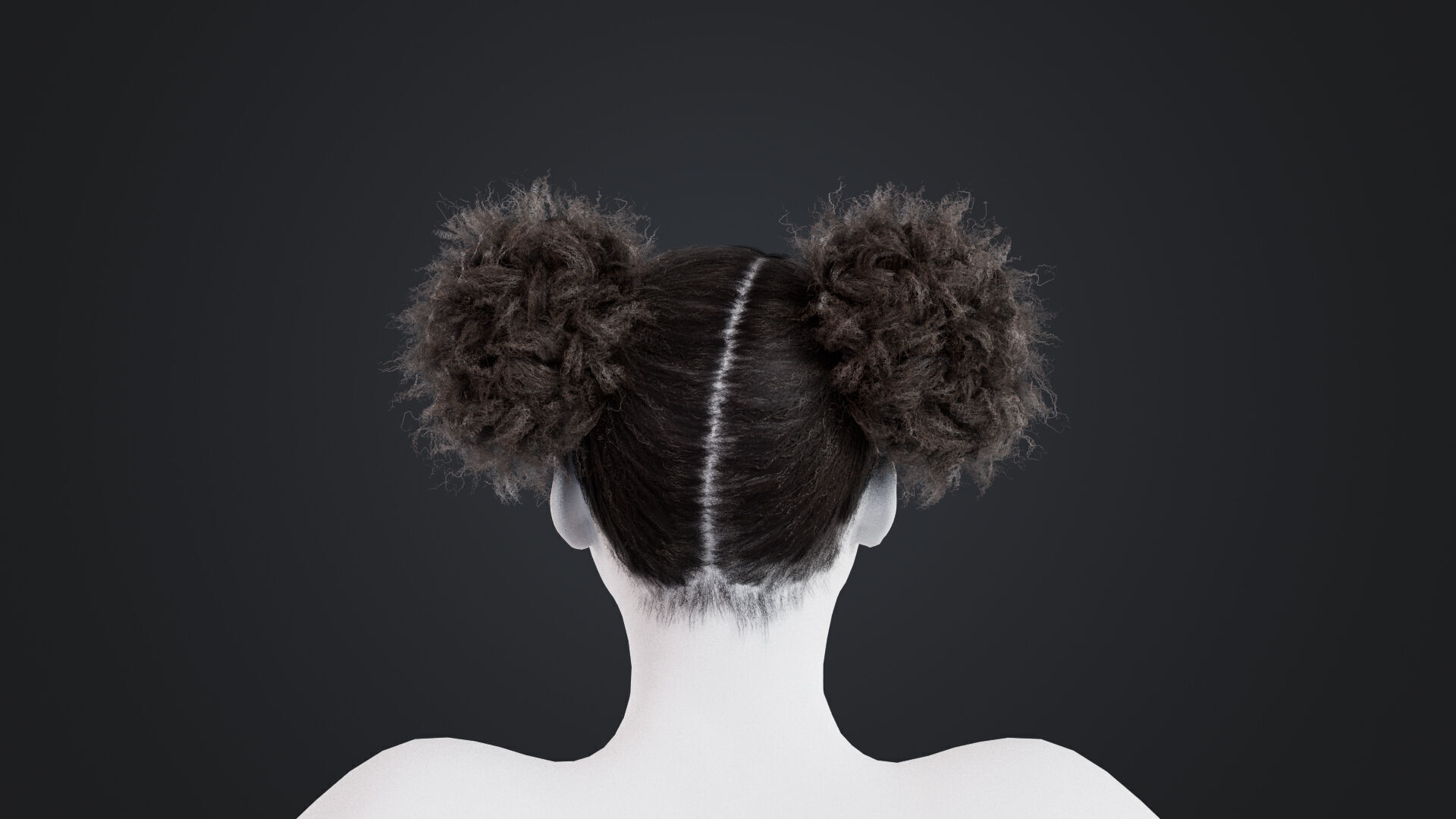 African character Hair Low-poly 3D model_3