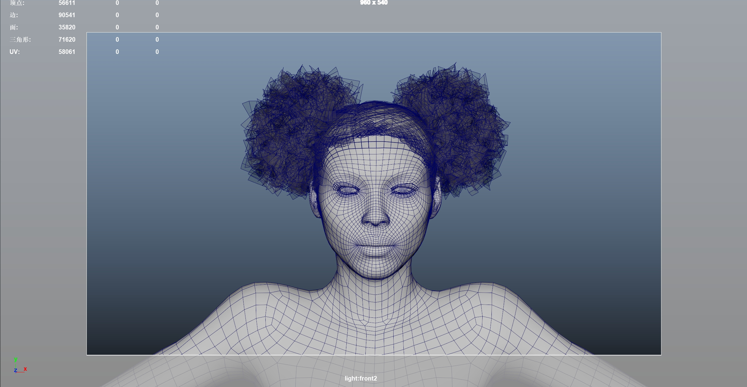 African character Hair Low-poly 3D model_5