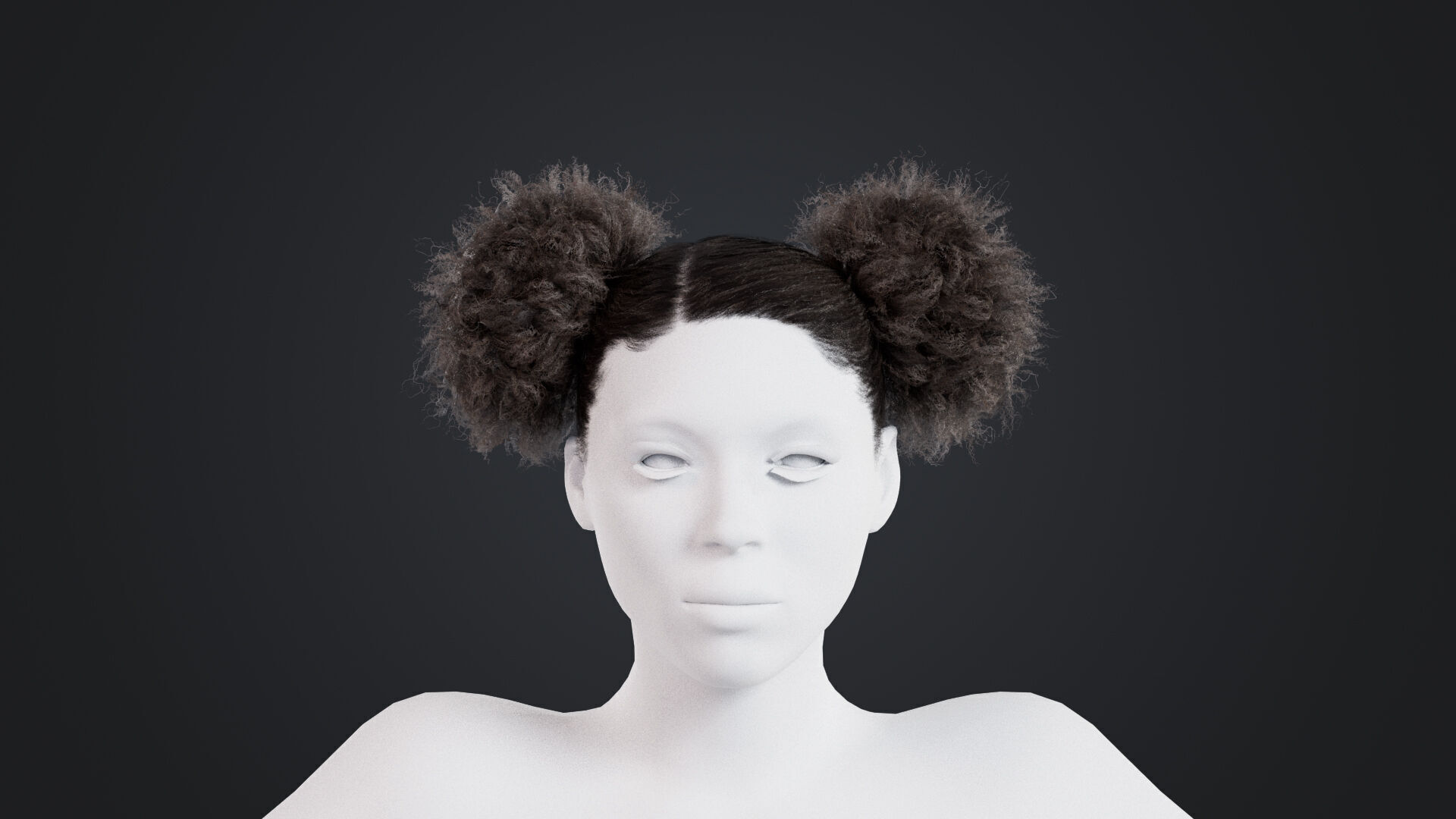 African character Hair Low-poly 3D model_1