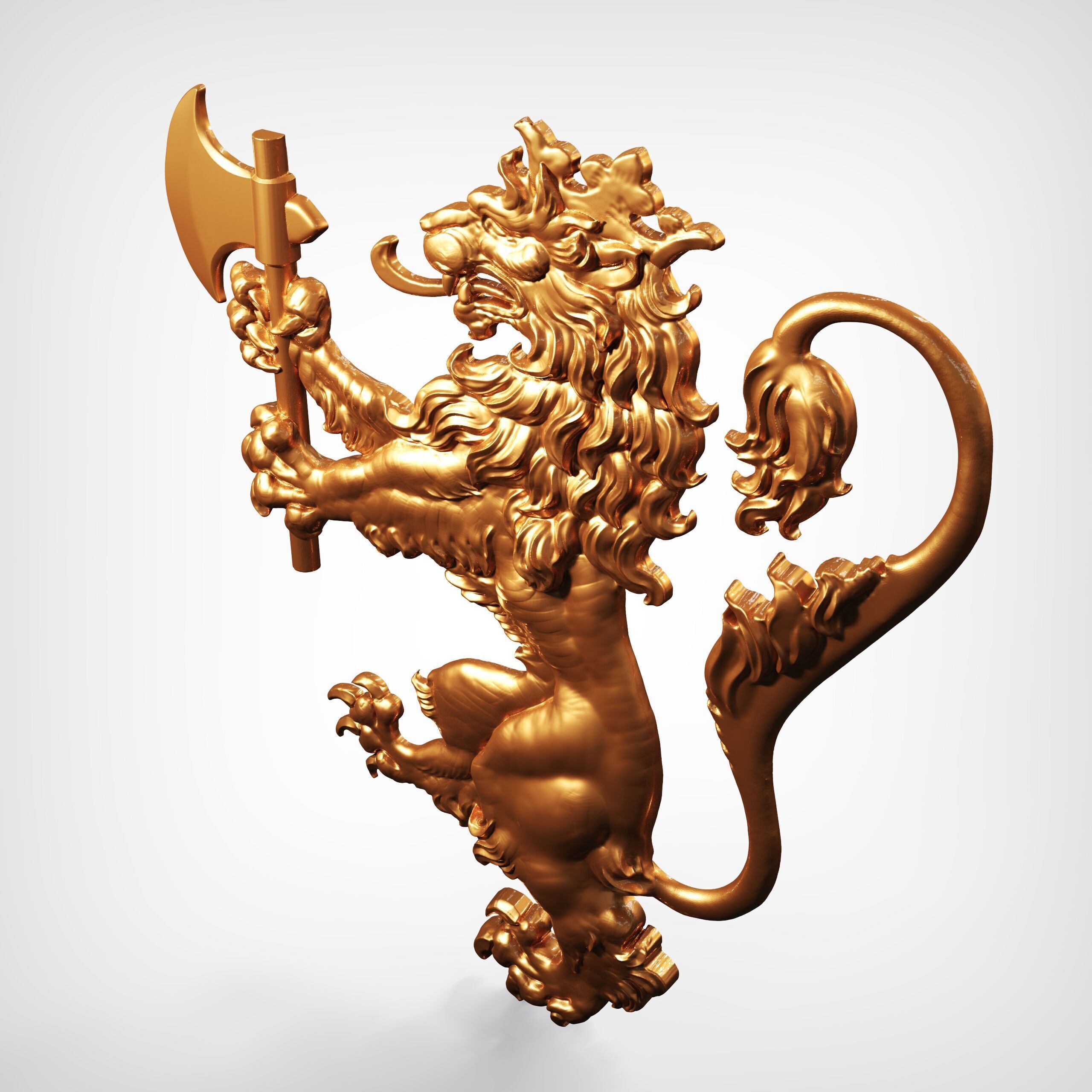 Heraldic lion 3D print model_1