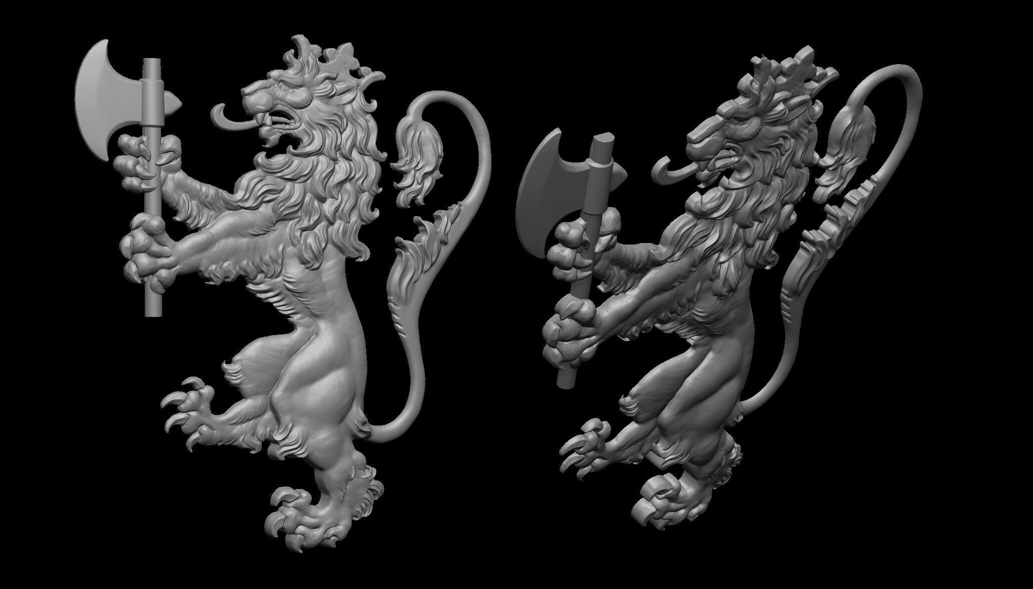 Heraldic lion 3D print model_4
