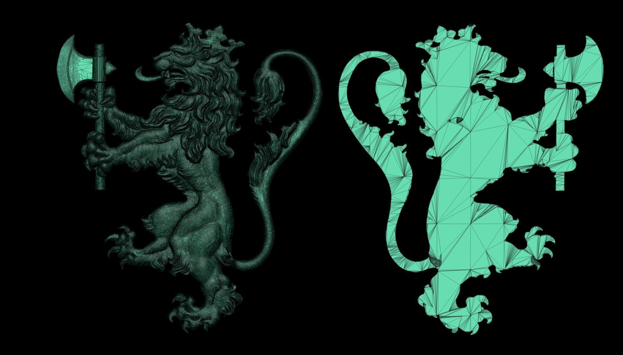 Heraldic lion 3D print model_5