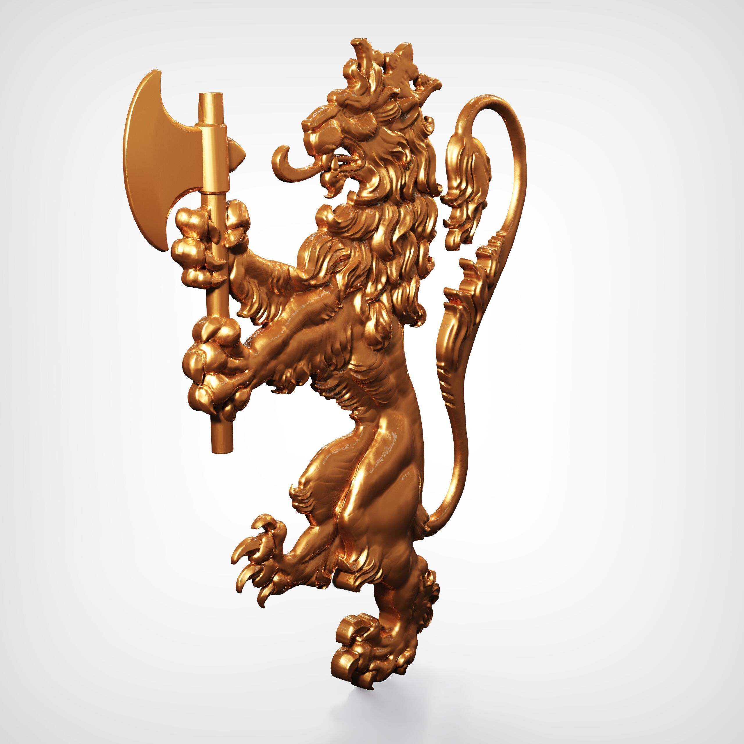 Heraldic lion 3D print model_2