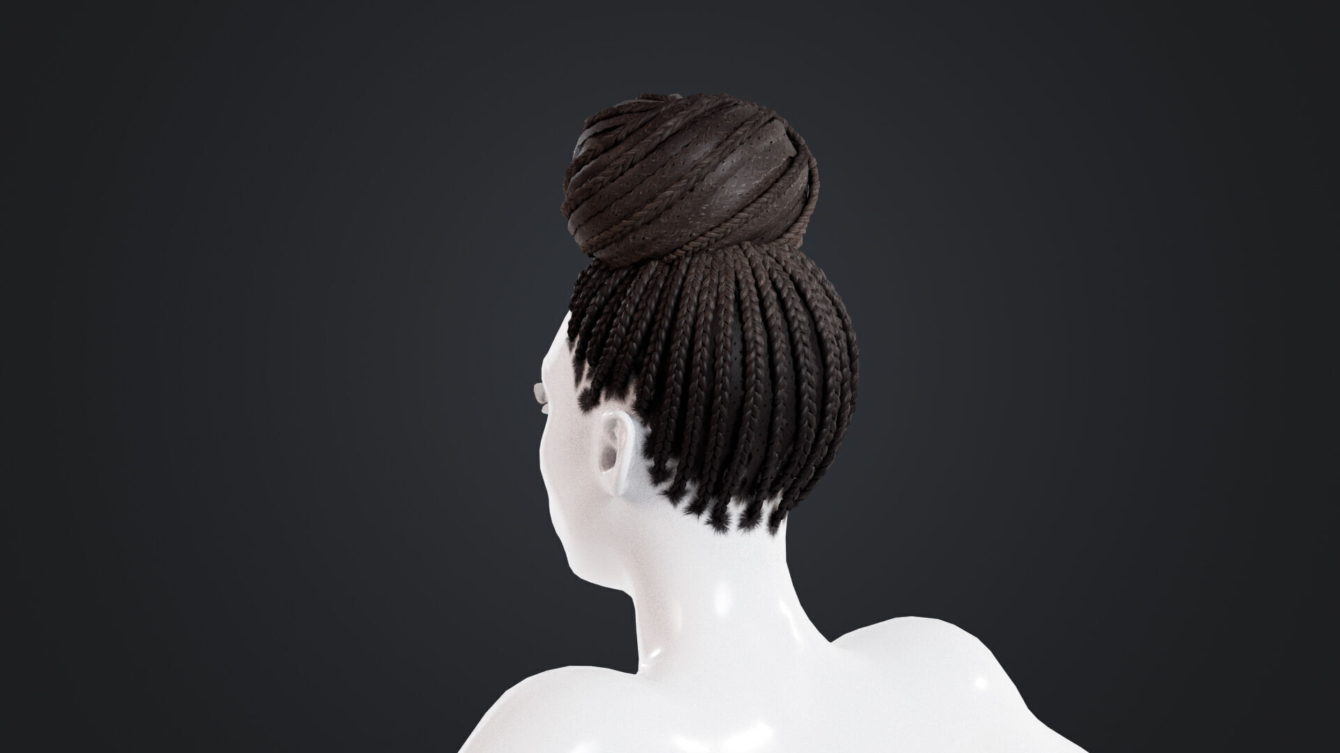 African character Hair Low-poly 3D model_2