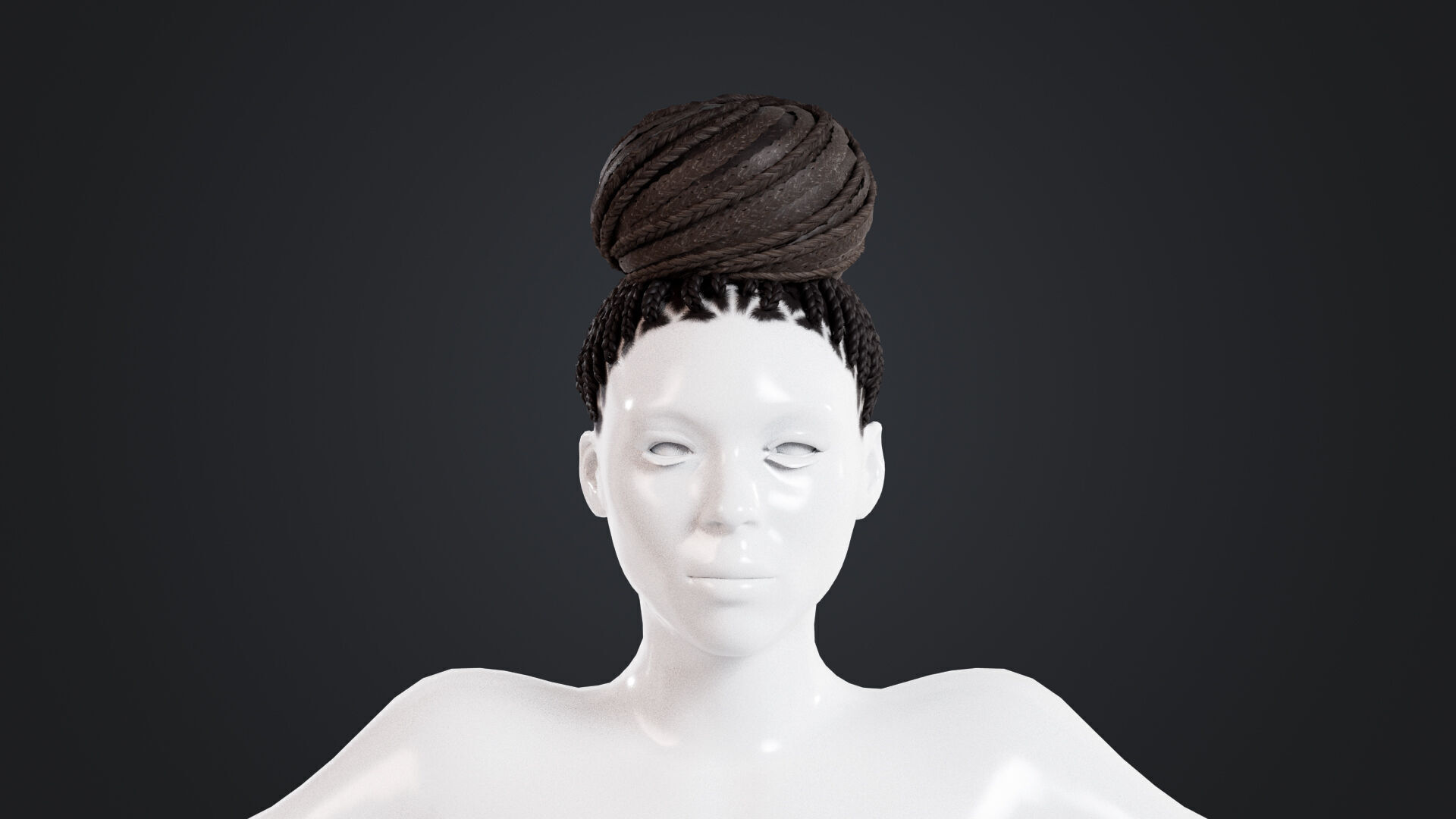 African character Hair Low-poly 3D model_1