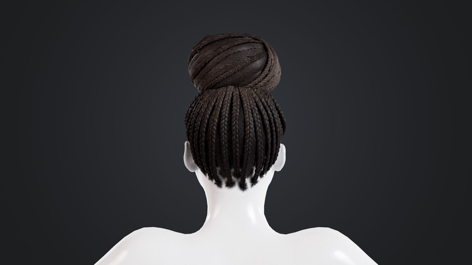 African character Hair Low-poly 3D model_3