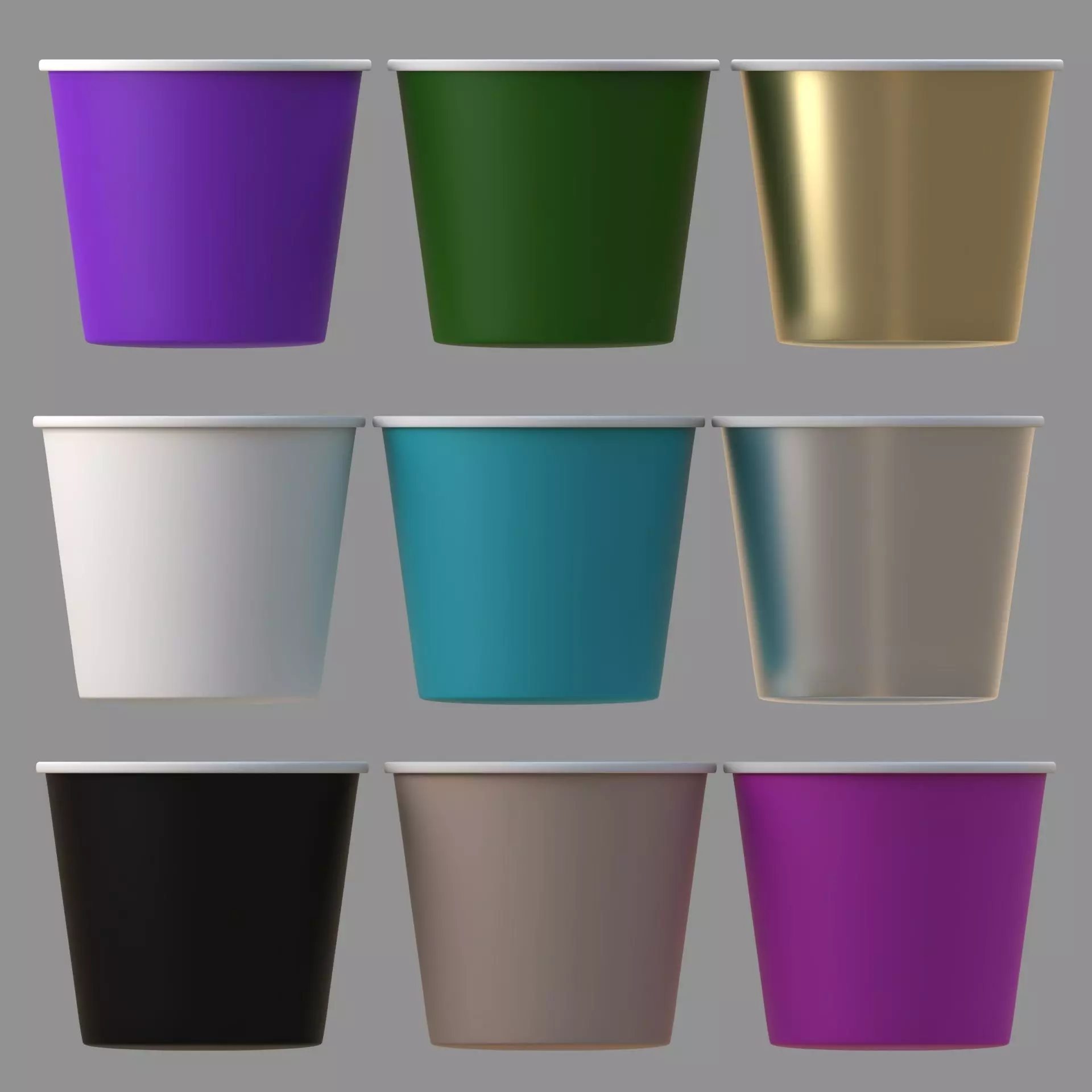popcorn tub collection of 9 3D model_0