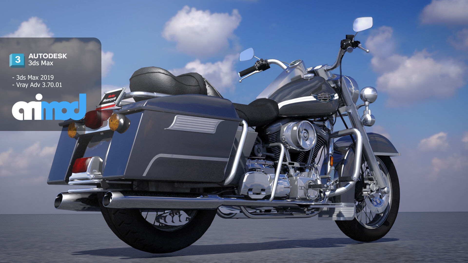 Classic Motorcycle 3D model_2