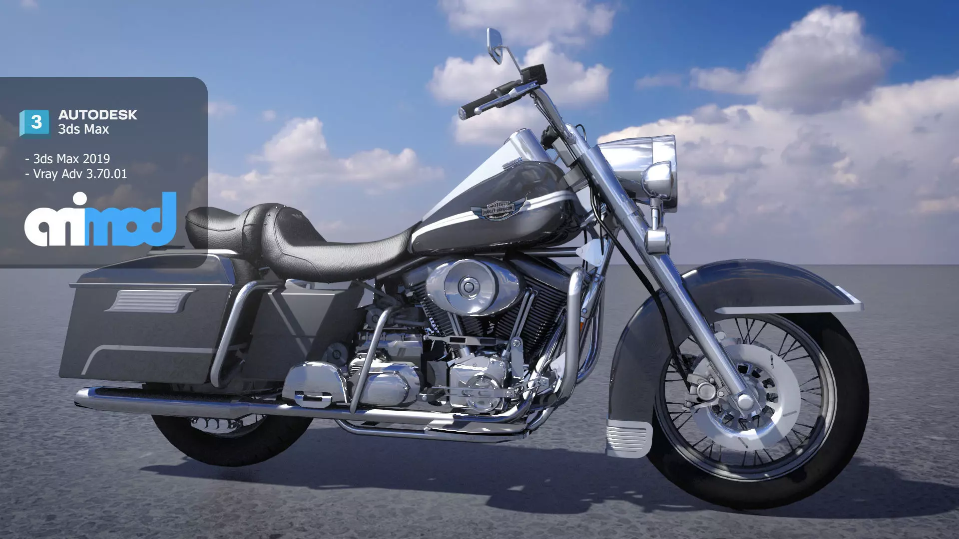 Classic Motorcycle 3D model_0