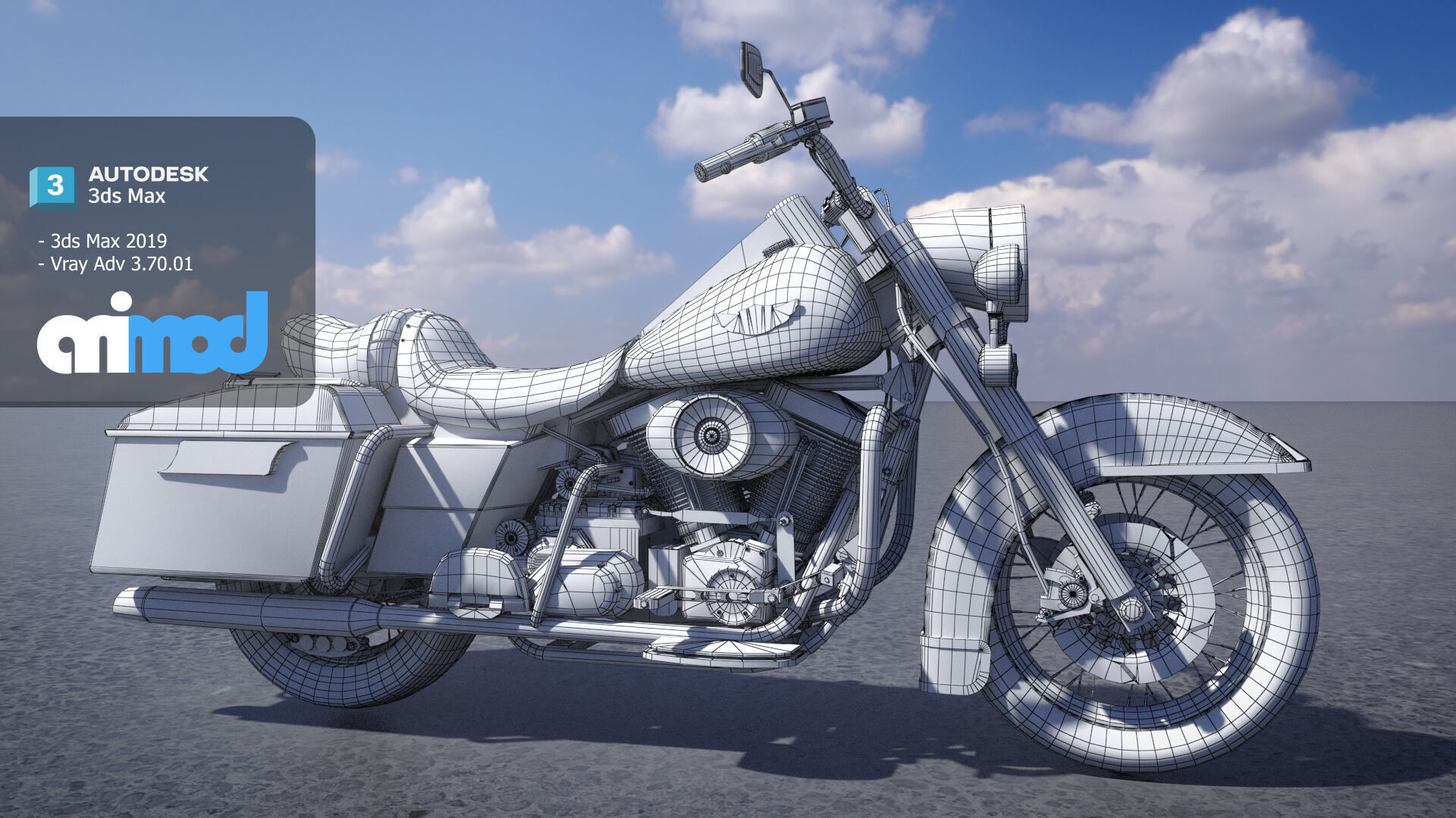 Classic Motorcycle 3D model_5