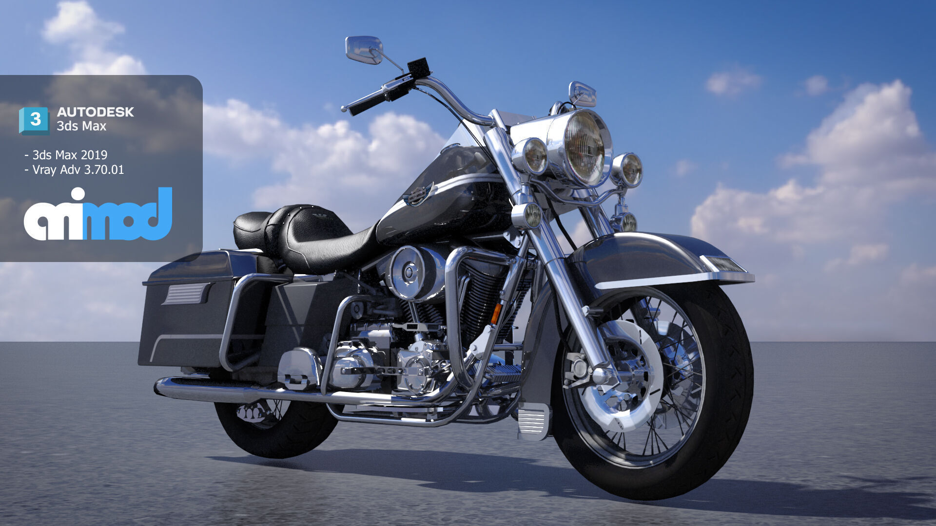 Classic Motorcycle 3D model_1