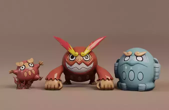 554 Darumaka 555 Darmanitan Pokemon 3d print model 