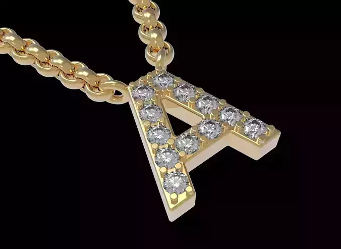  Initial Letter A Pendant Necklace 3D print model
