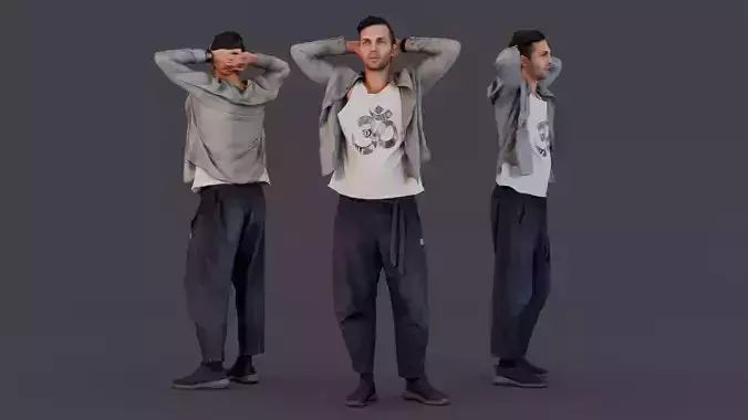 Relaxed Urban Guy - Casual Hands-Behind-Head Pose