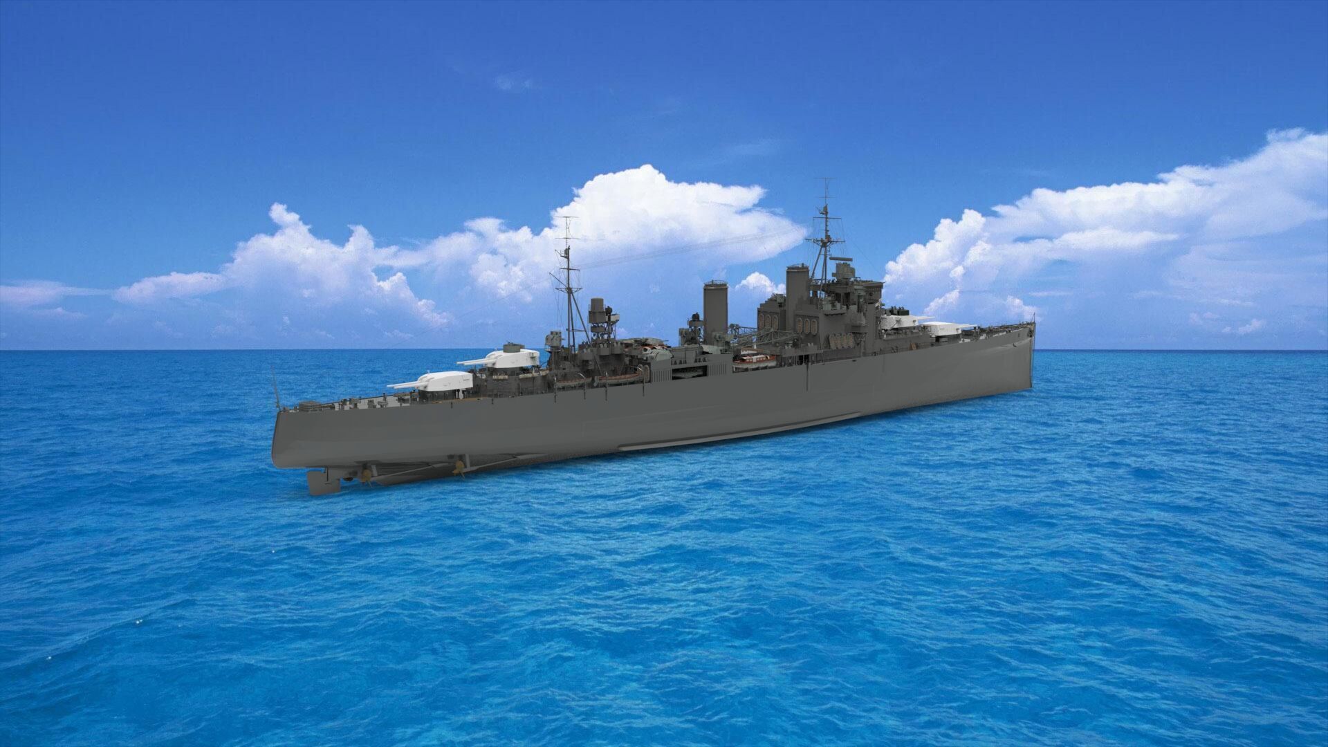 British heavy cruiser 3D model_1