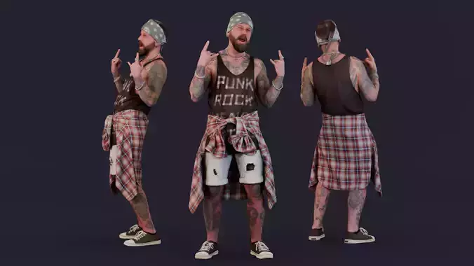 Hell Yeah Rocker - Tattooed Punk Vibe 3D model