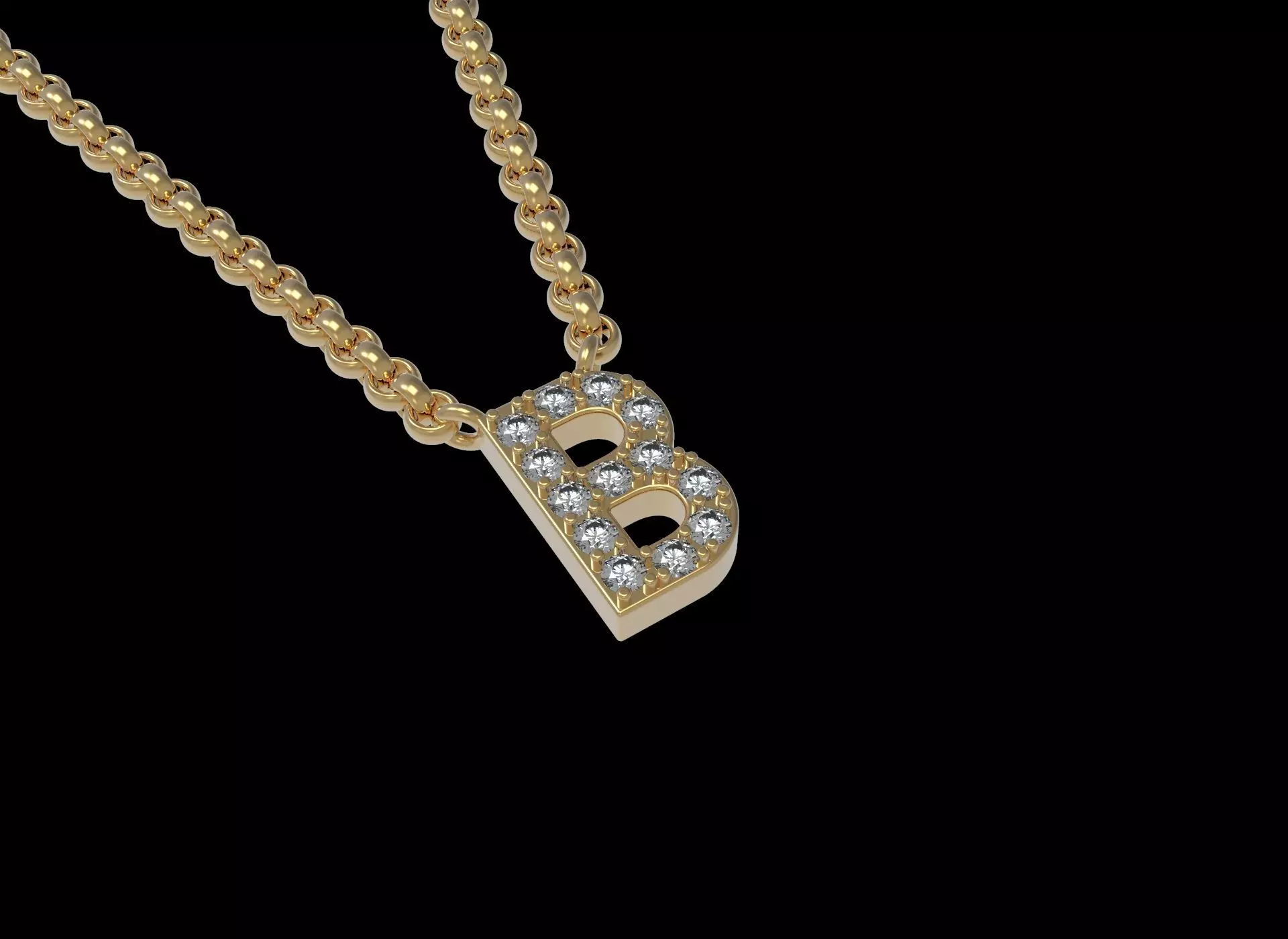 Initial Letter B Pendant Necklace 3D print model