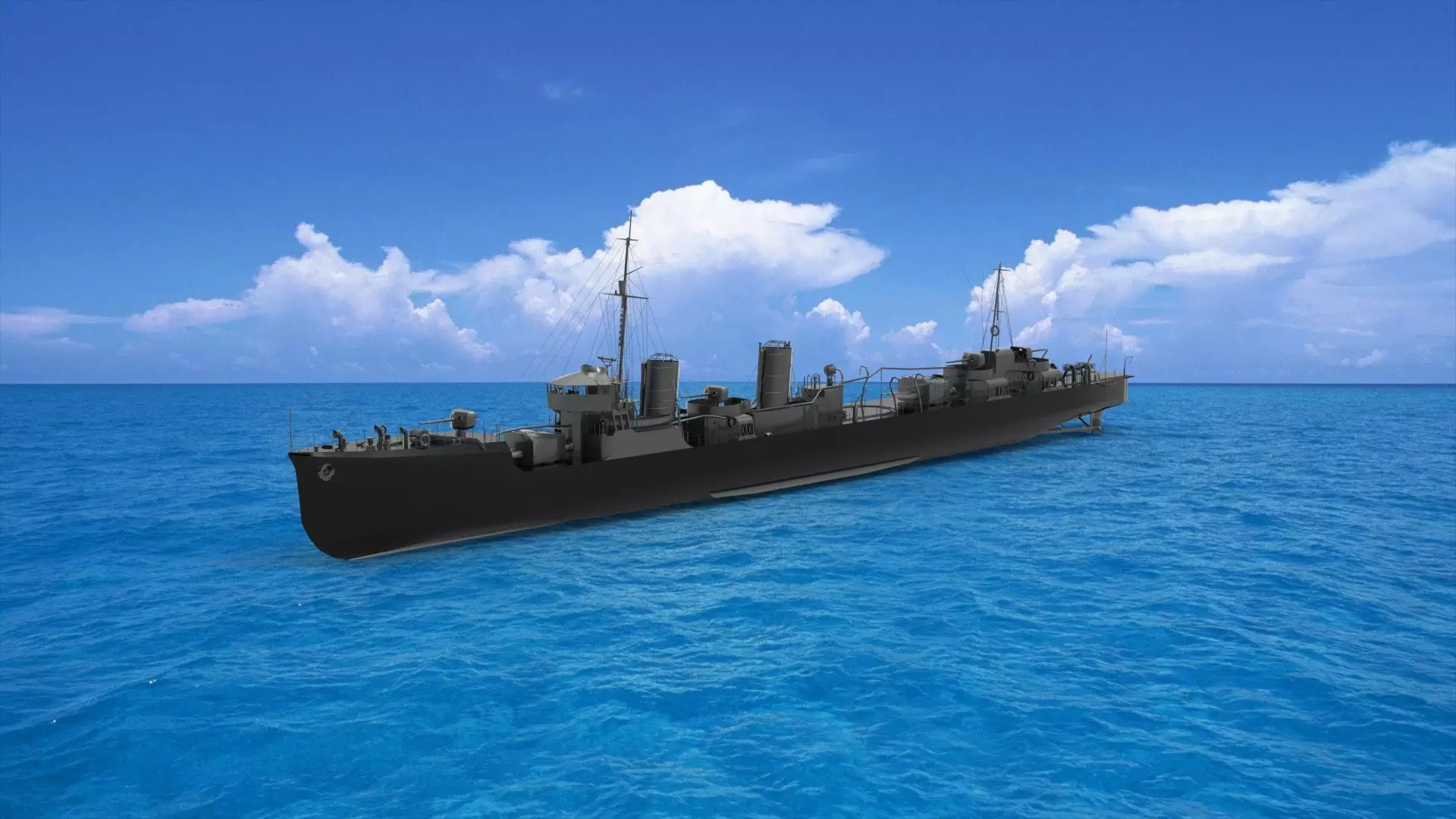 Japanese destroyer 3D model_0