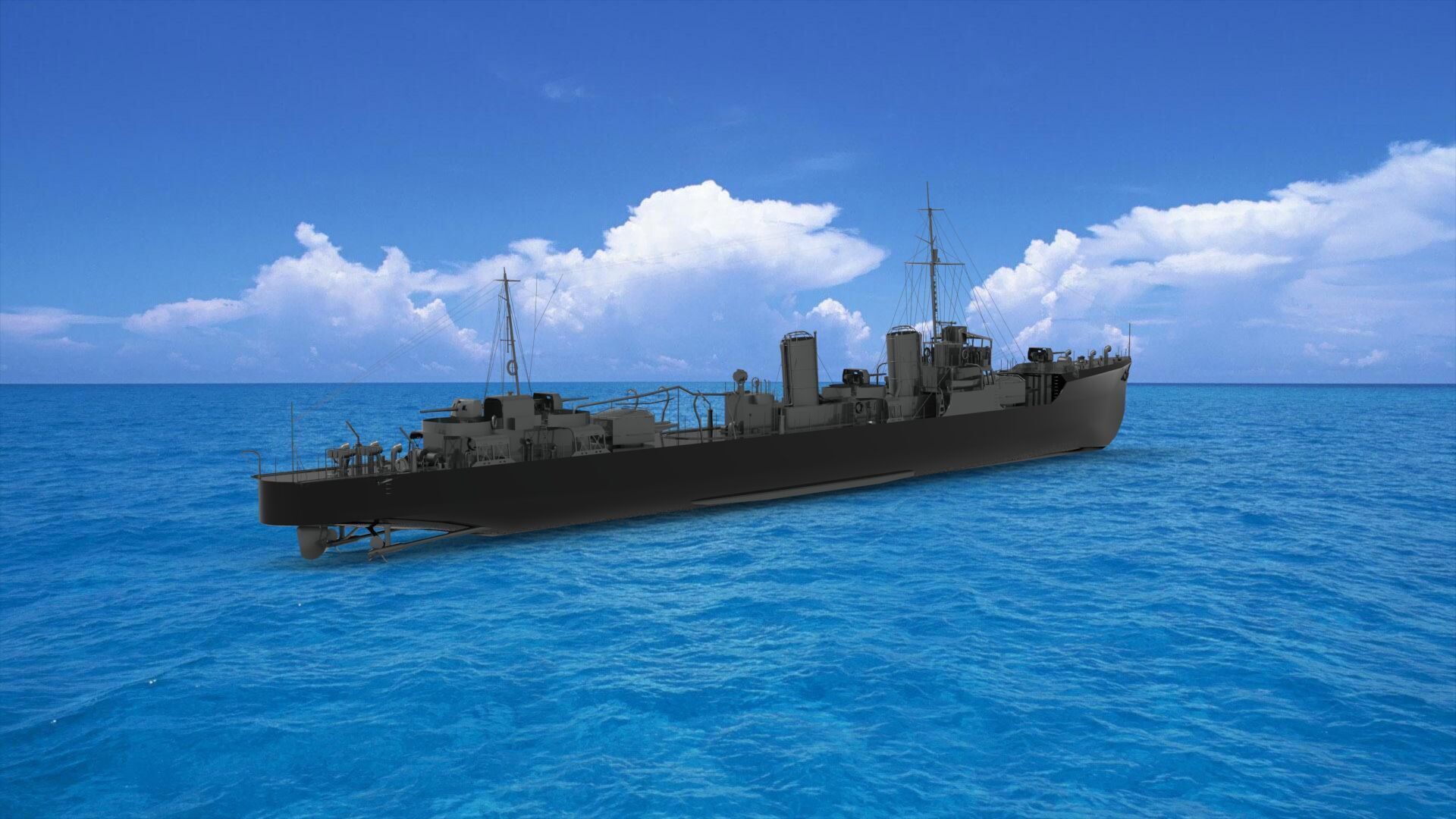 Japanese destroyer 3D model_1