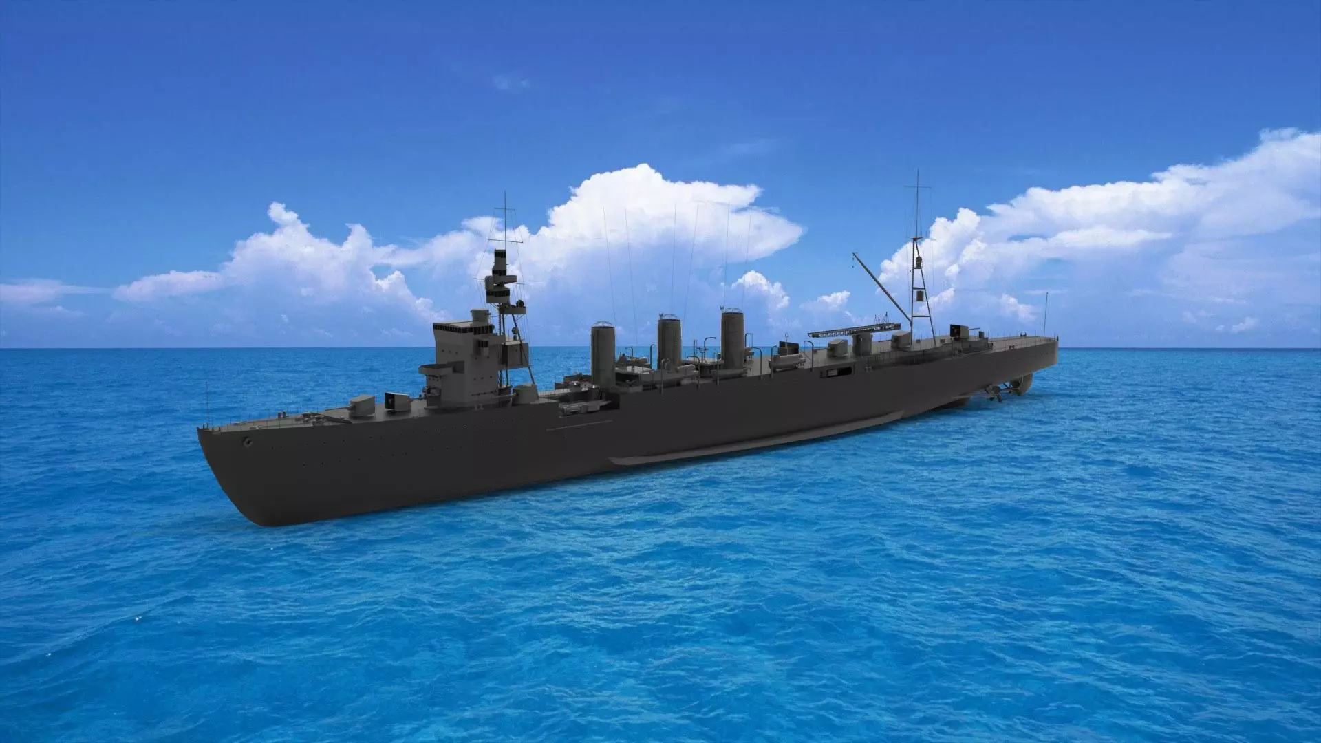 Japanese cruiser Nagara 3D model_0