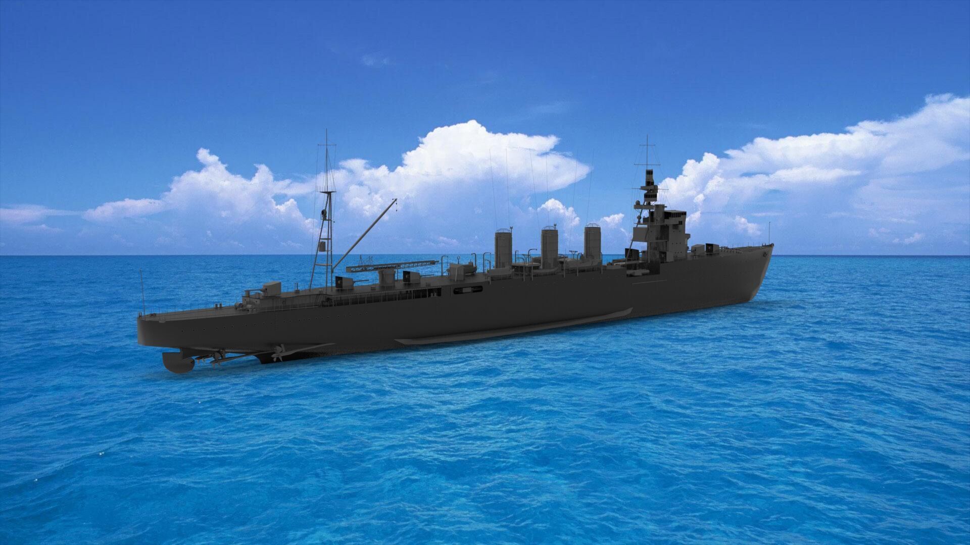 Japanese cruiser Nagara 3D model_1
