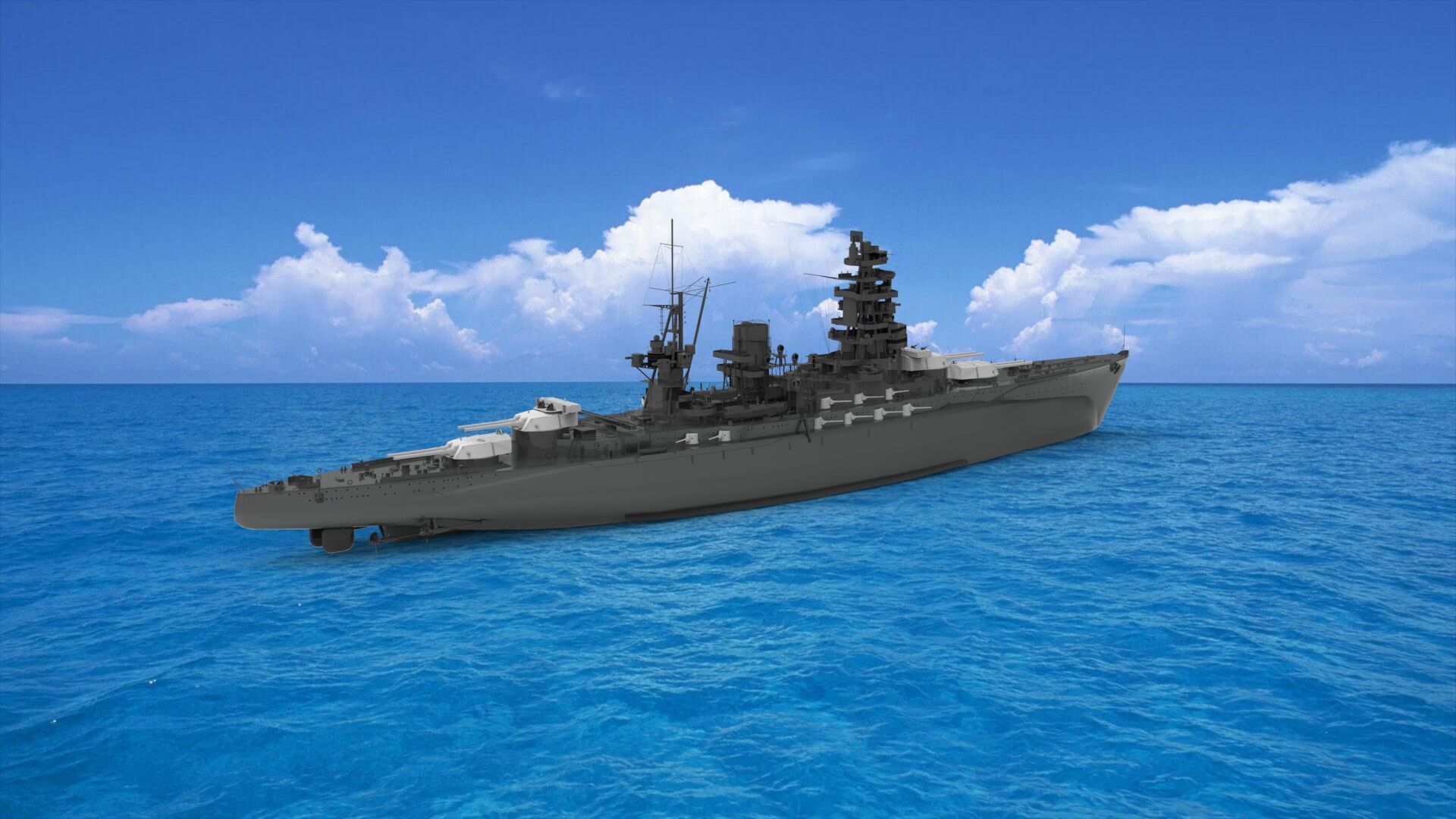 Japanese battleship Nagato 3D model_1