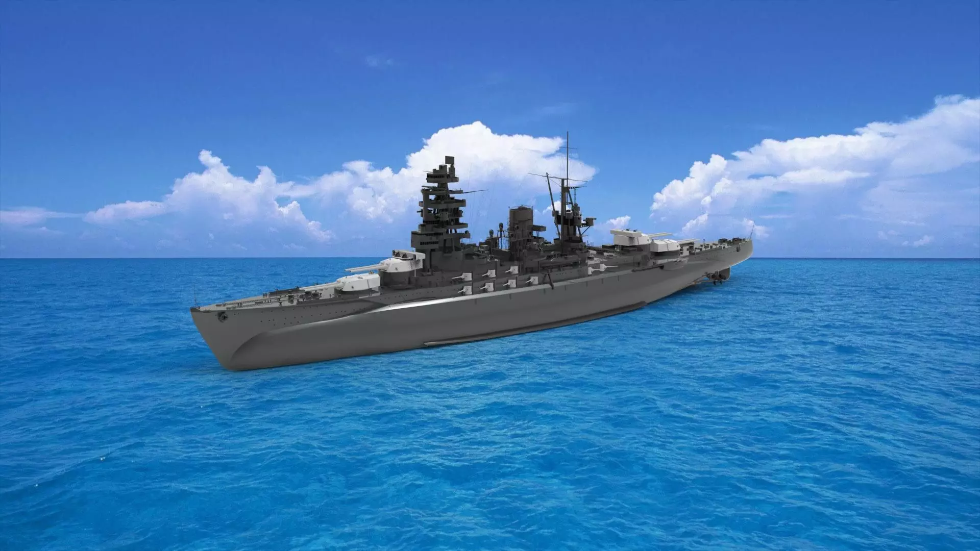 Japanese battleship Nagato 3D model_0