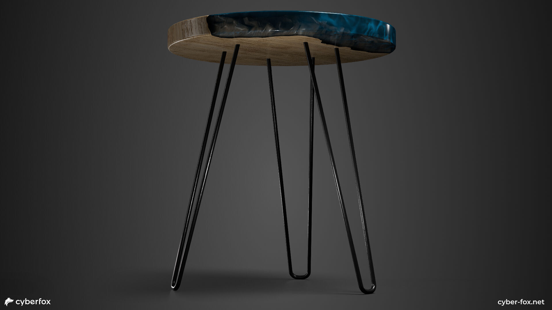 Coffee Table with Epoxy Resin Low-poly 3D model_3