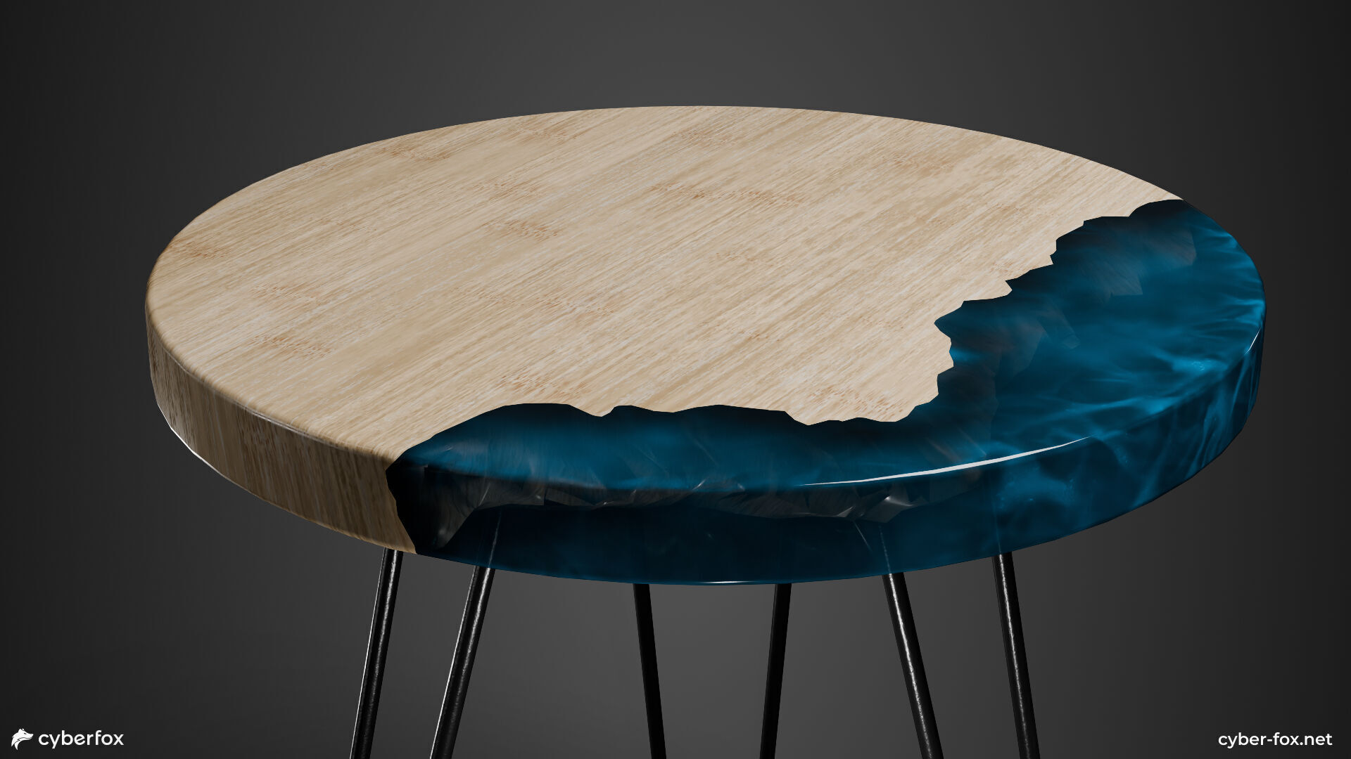 Coffee Table with Epoxy Resin Low-poly 3D model_2