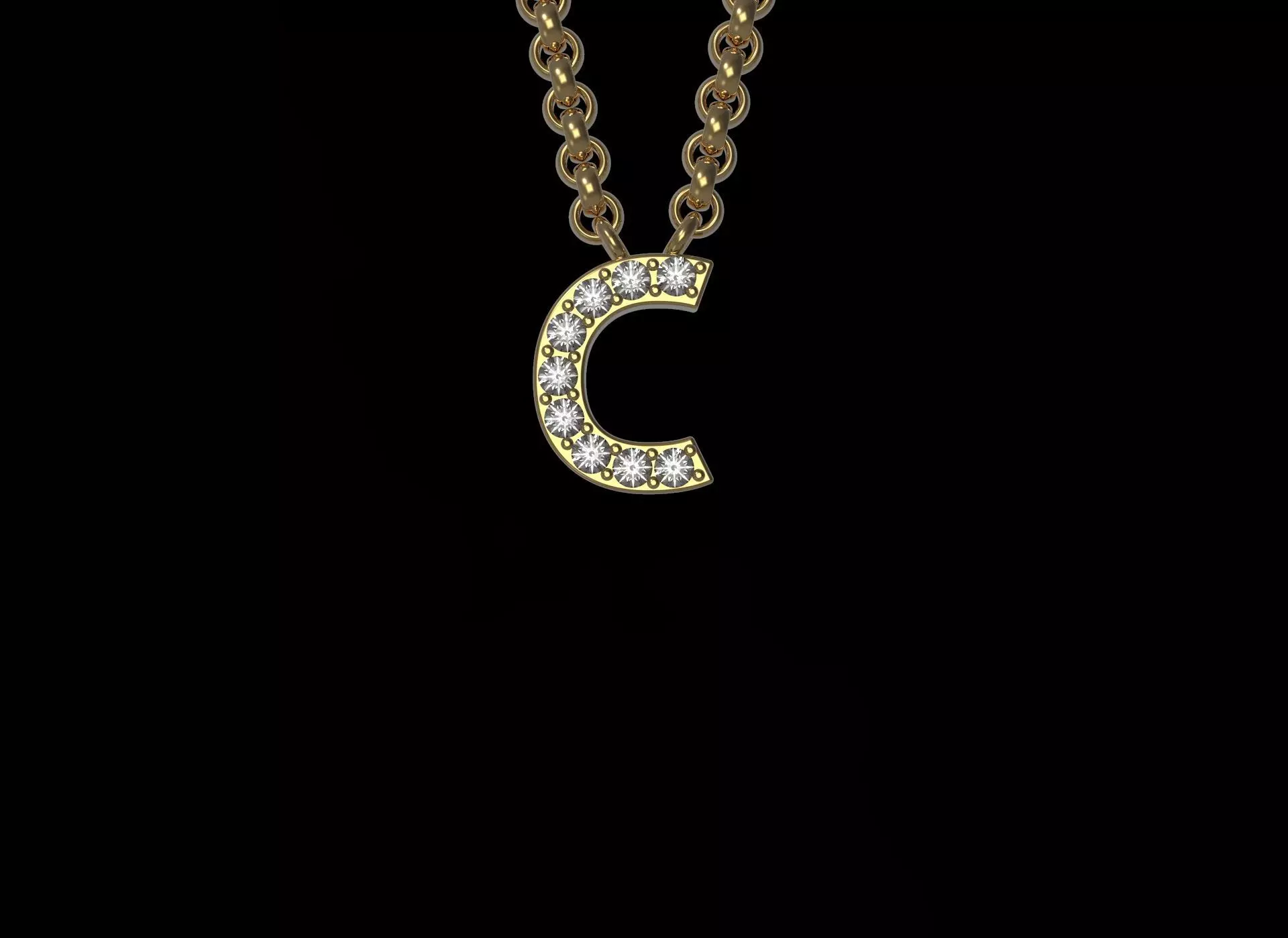 Initial Letter C Pendant Necklace 3D print model
