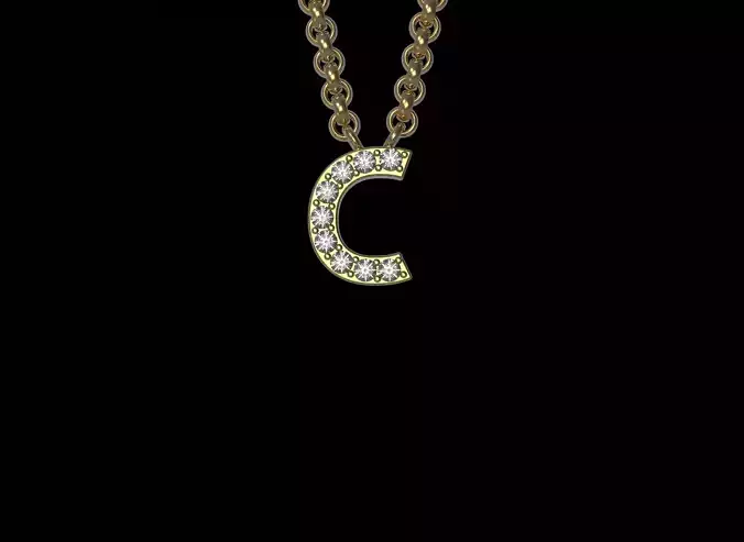 Initial Letter C Pendant Necklace 3D print model