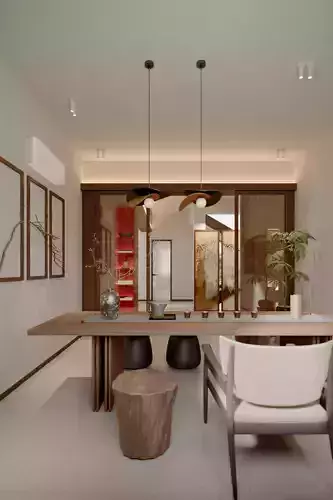 Wabi-sabi tea room Tea table and chairs