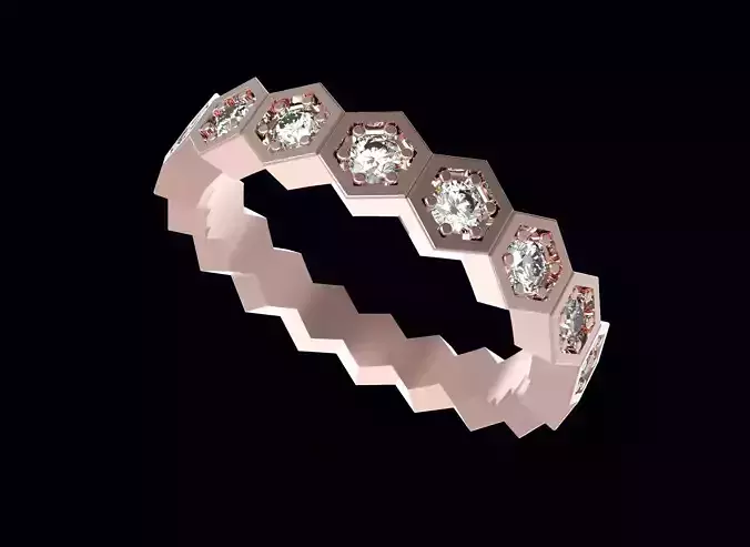 Ring Honeycomb Beehive With Diamond Eternity USA 6