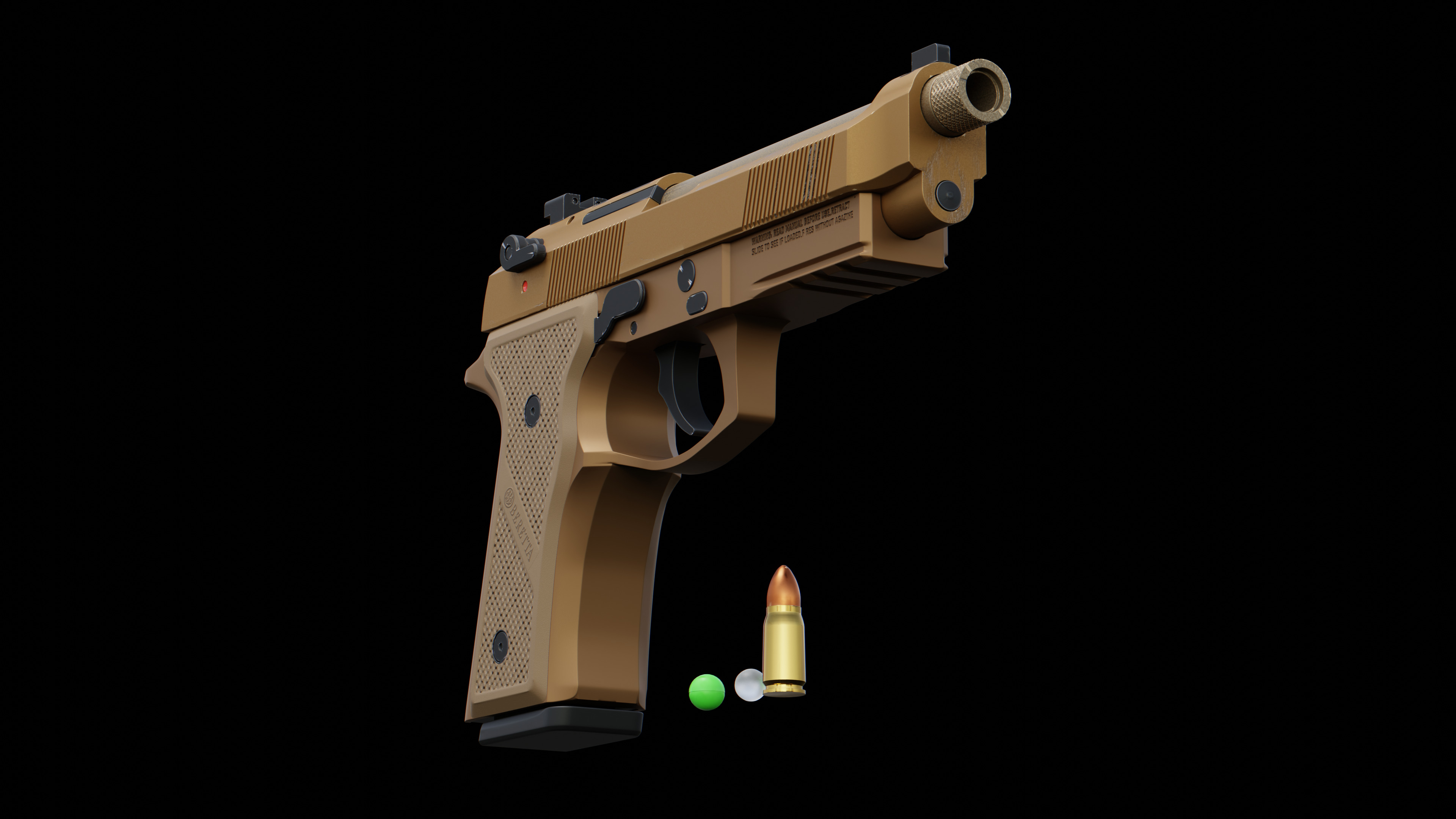Beretta M9A4 3D model Low-poly 3D model_3