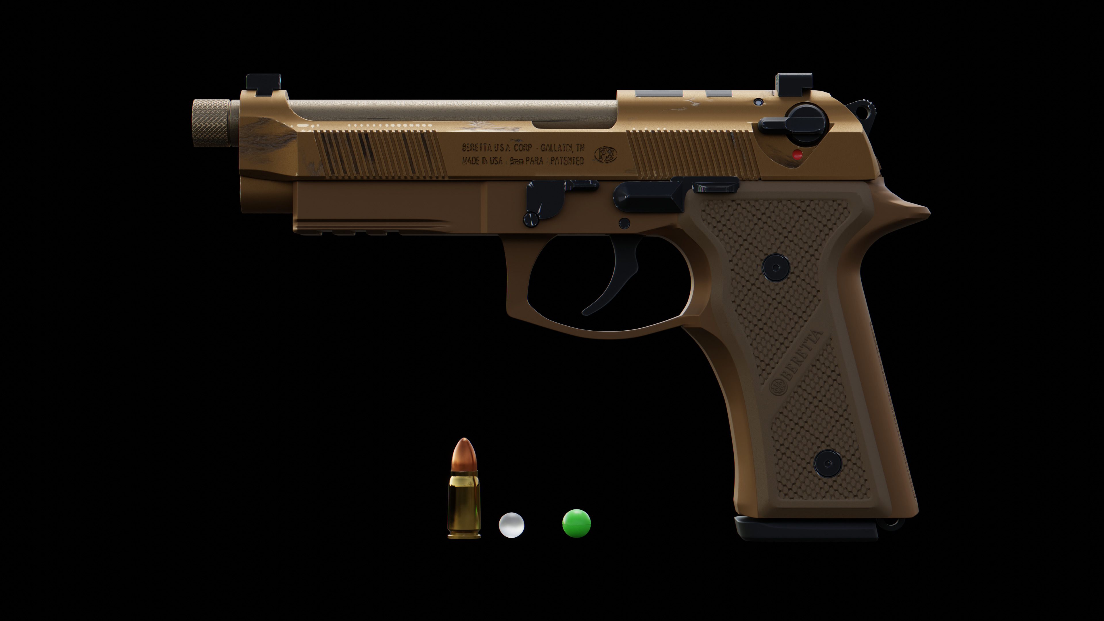 Beretta M9A4 3D model Low-poly 3D model_5