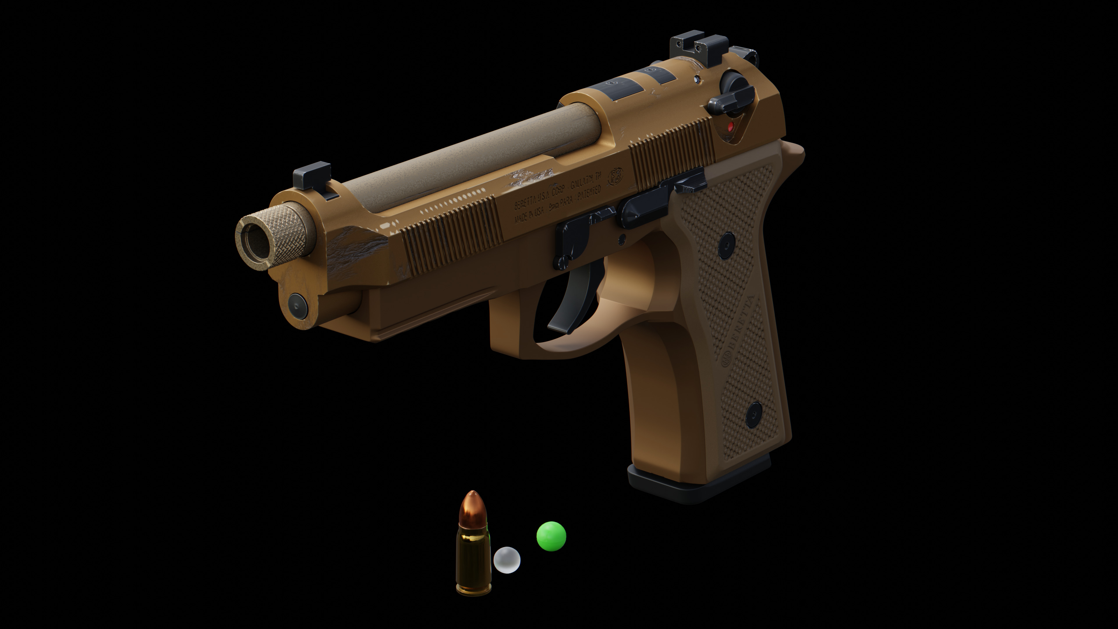 Beretta M9A4 3D model Low-poly 3D model_2