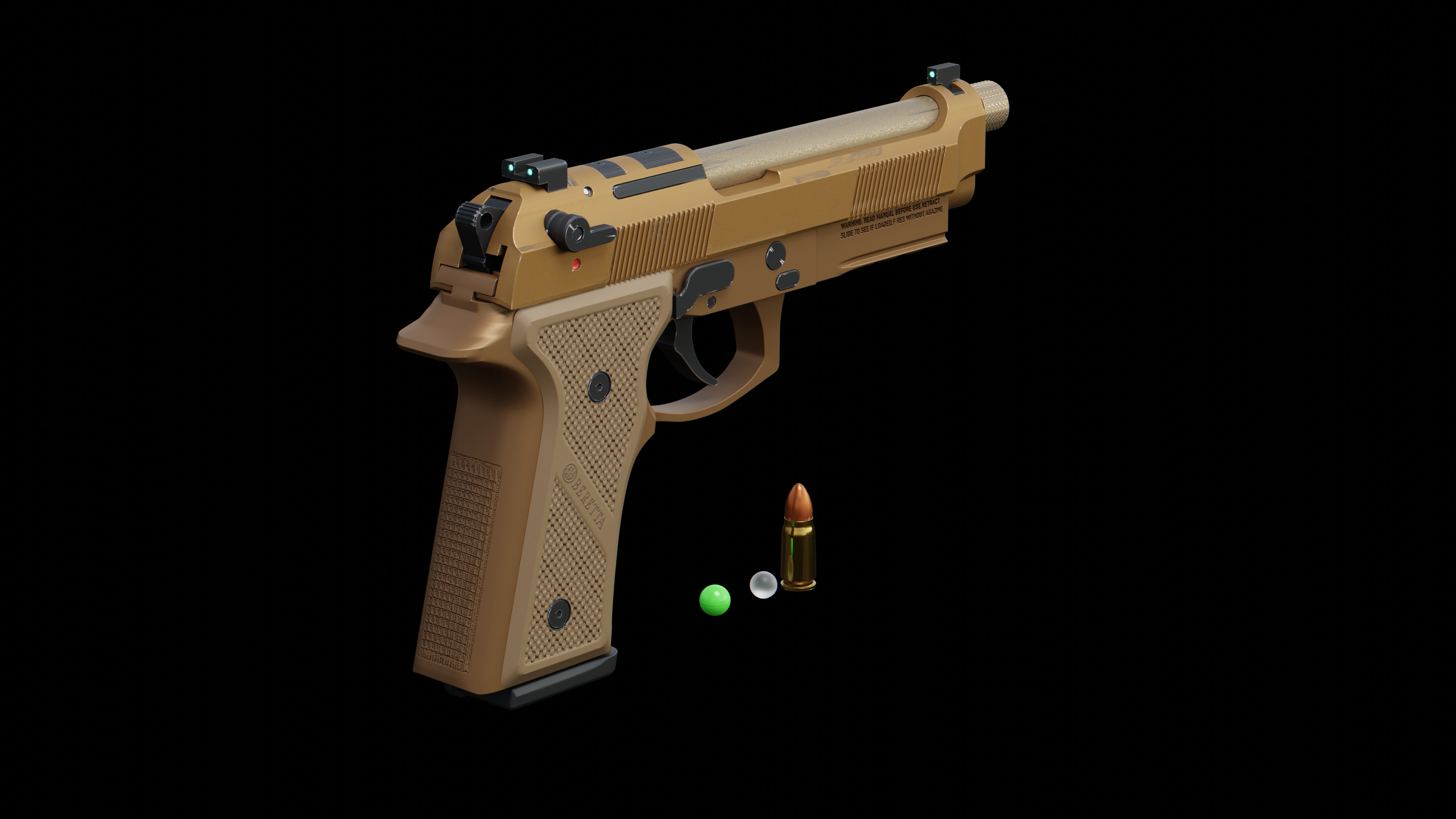 Beretta M9A4 3D model Low-poly 3D model_1