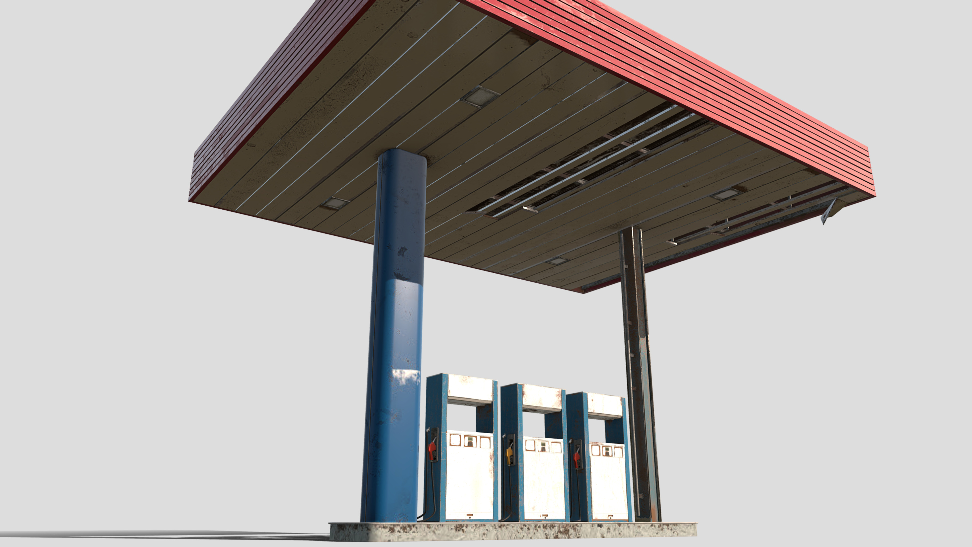 Old Gas Station Low-poly 3D model_6