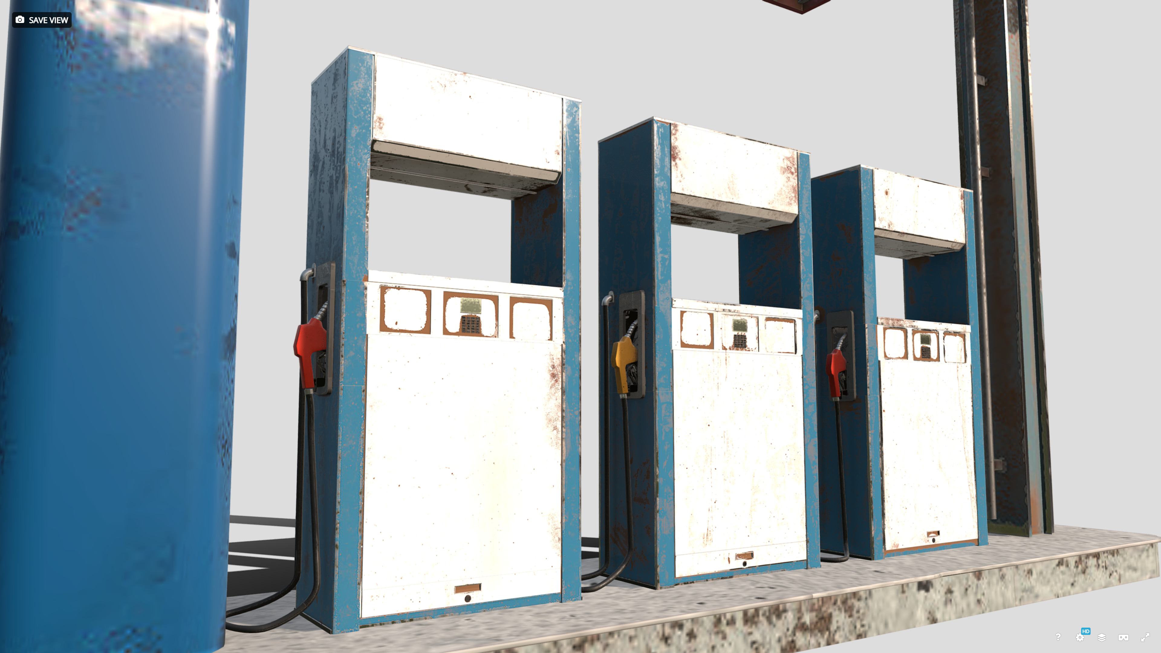 Old Gas Station Low-poly 3D model_1