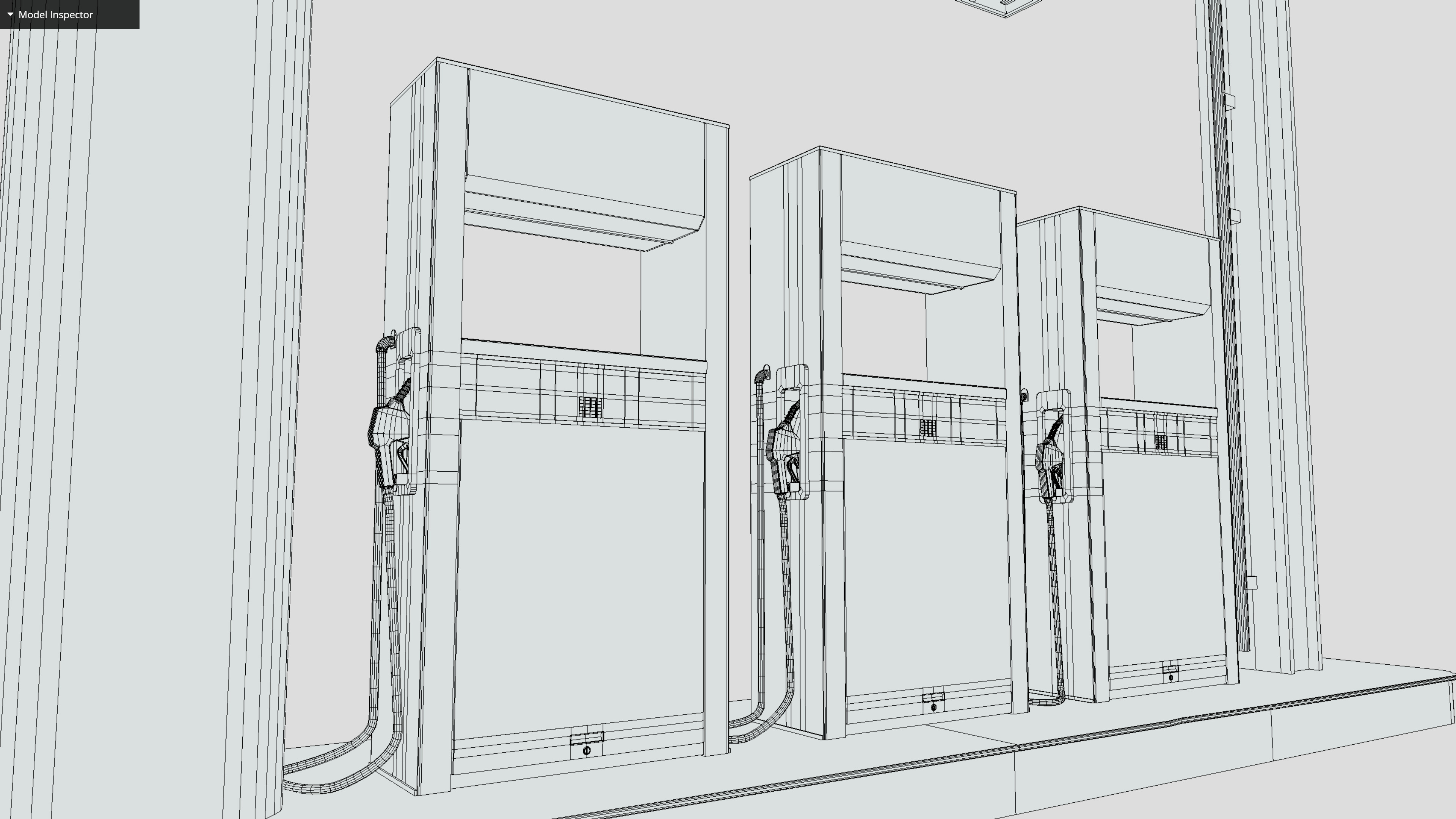 Old Gas Station Low-poly 3D model_7