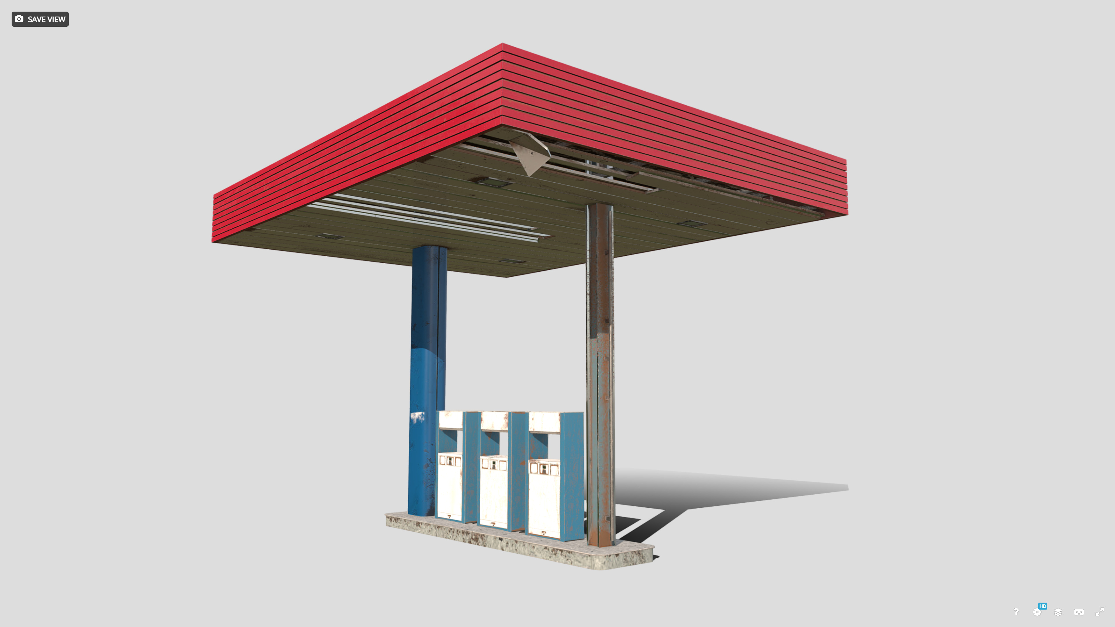 Old Gas Station Low-poly 3D model_11