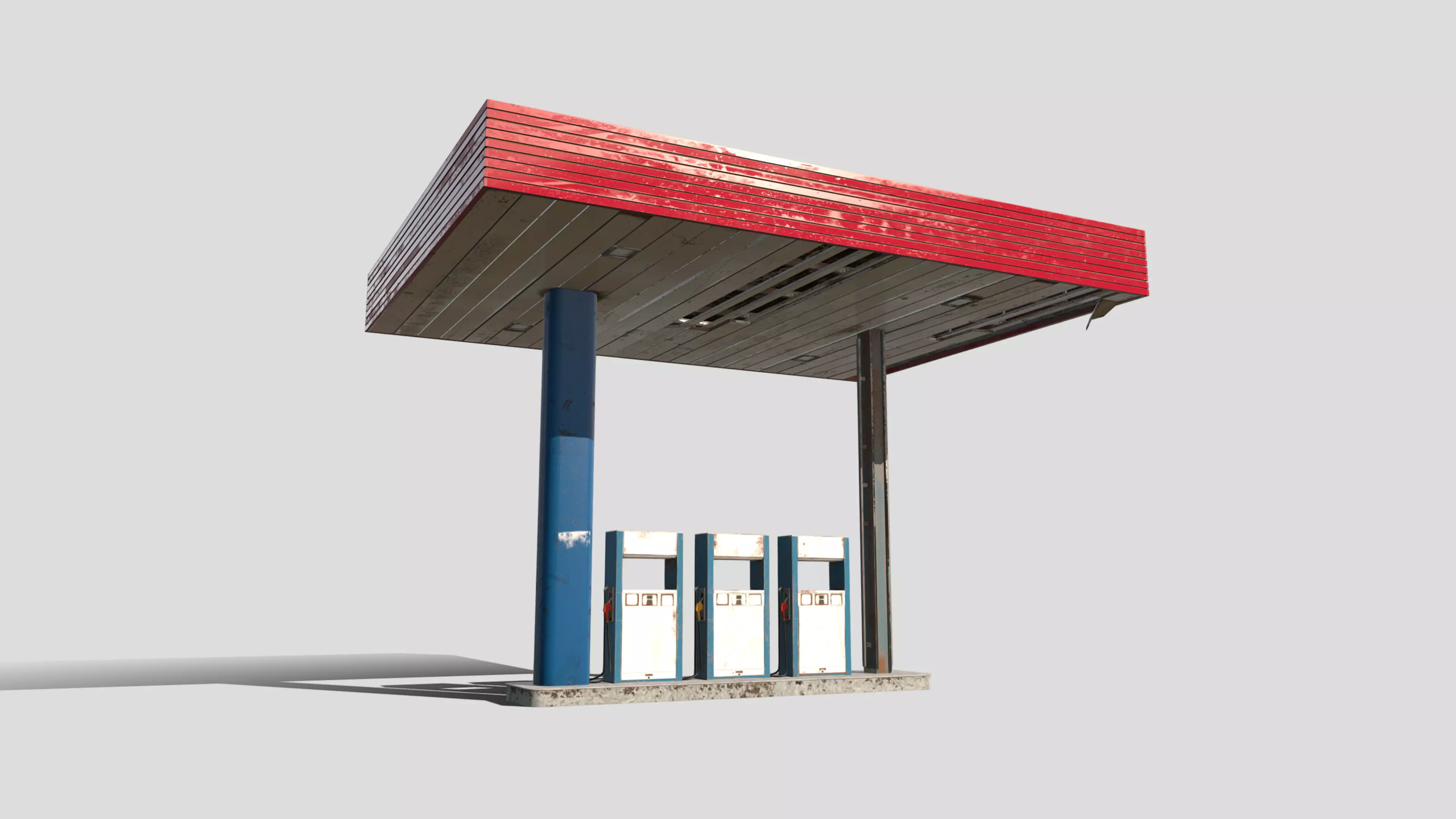 Old Gas Station Low-poly 3D model_0