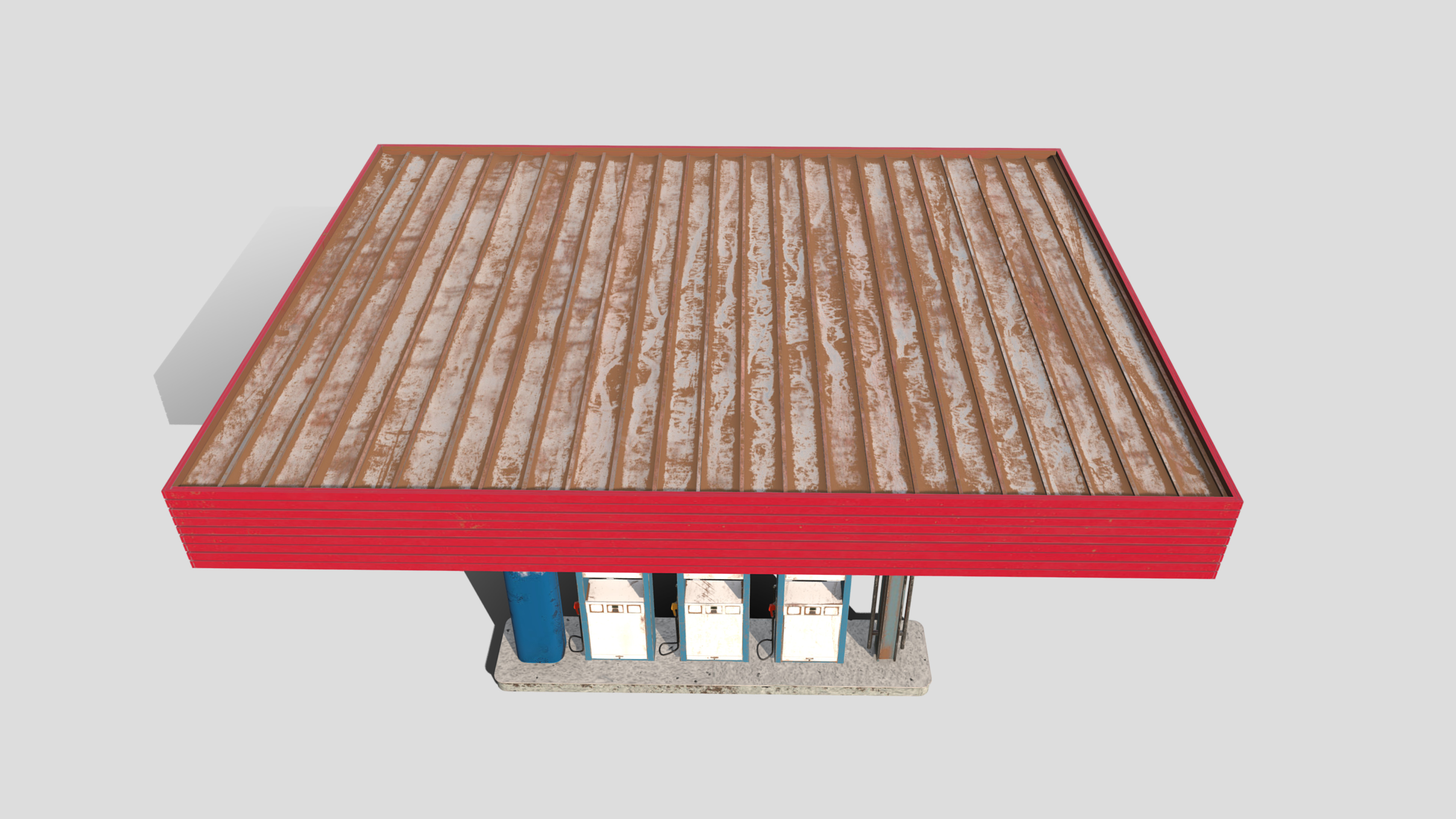 Old Gas Station Low-poly 3D model_10