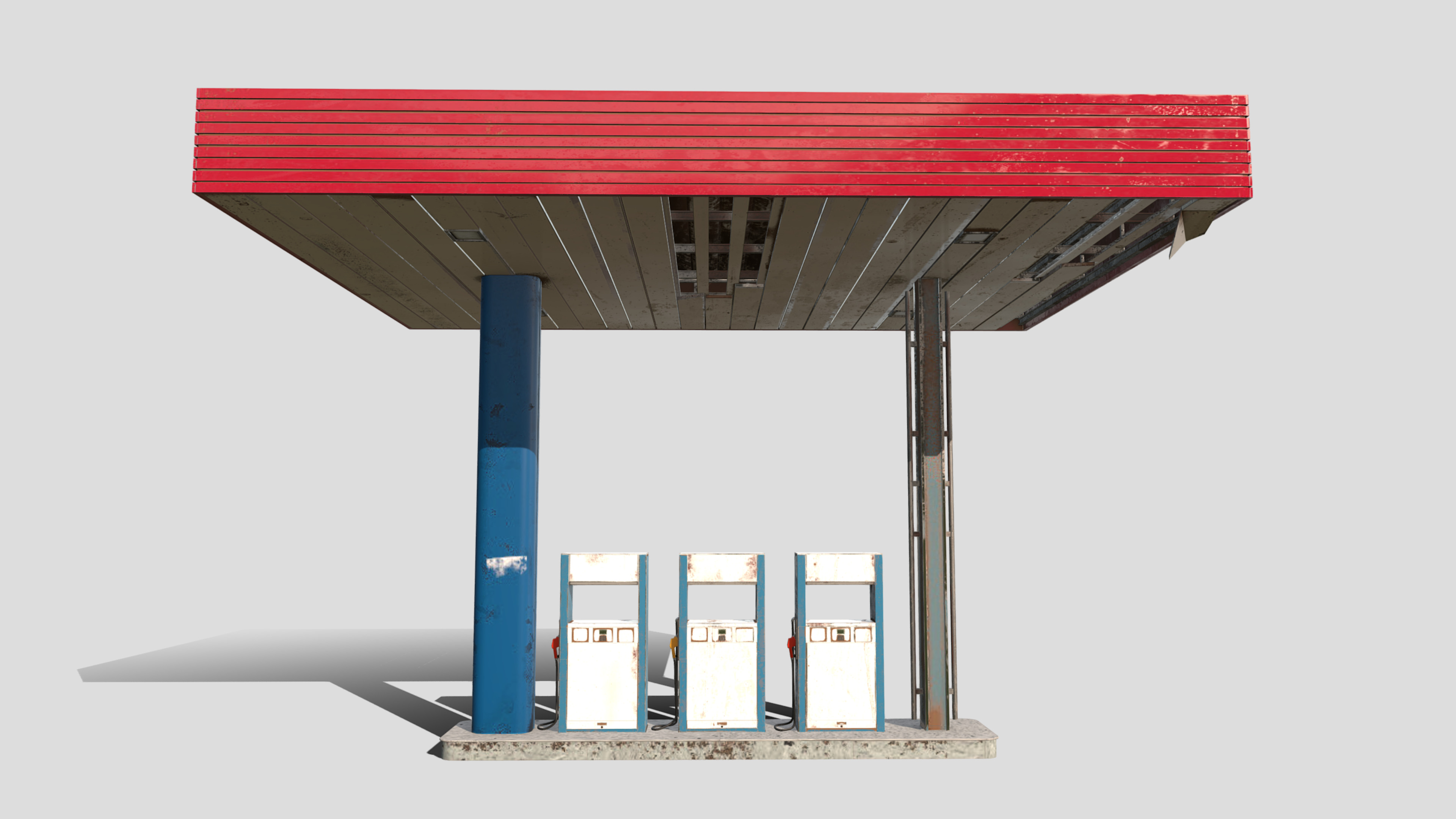 Old Gas Station Low-poly 3D model_4