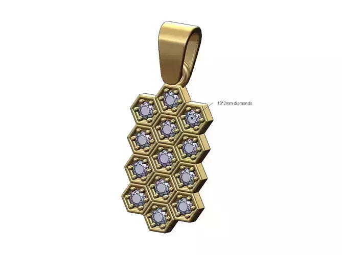 Honeycomb strip beekeeper hive diamond pendant charm