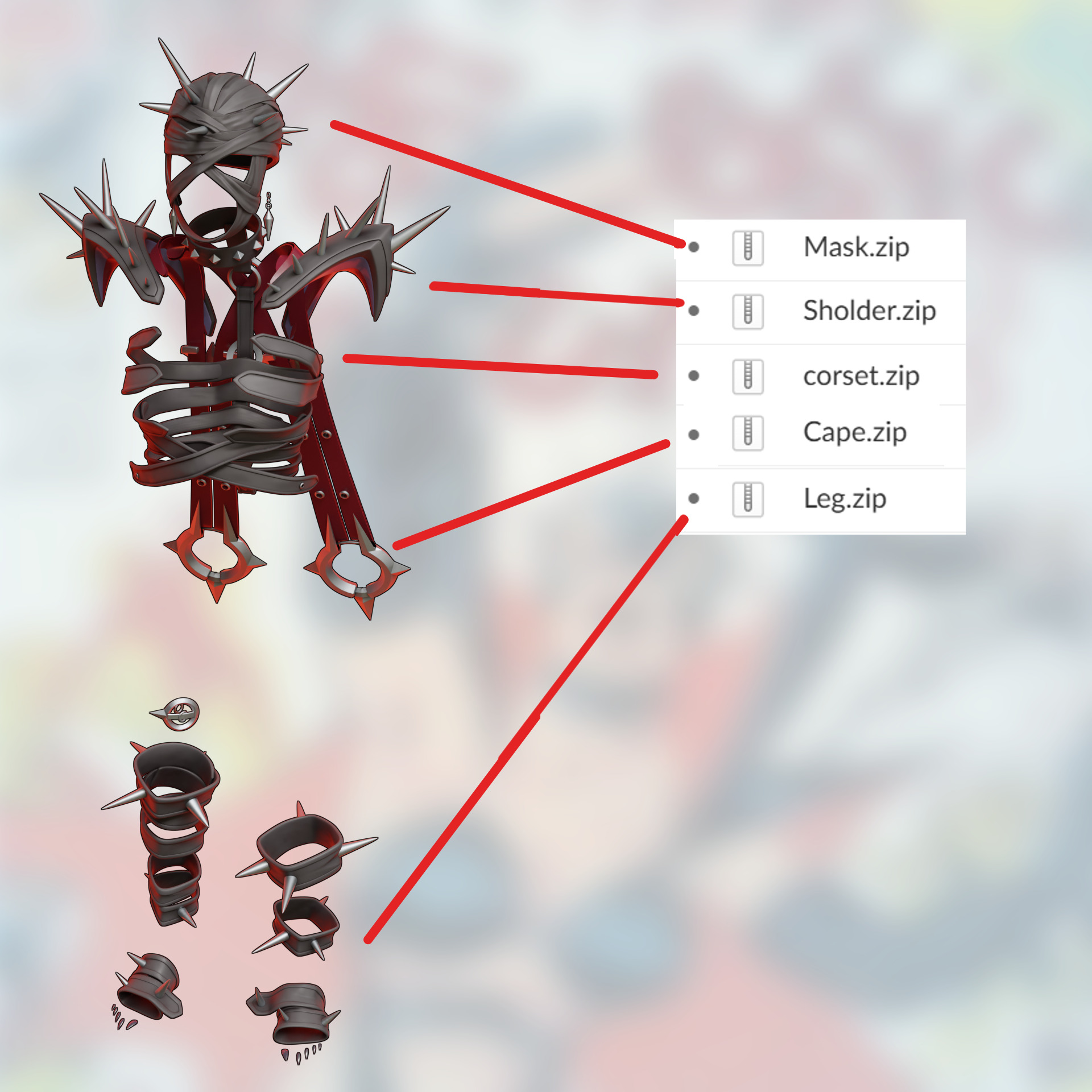 Susan Storm Malice Marvel Rivals cosplay kit 3D print model_21