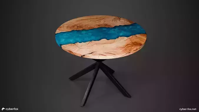 Round Table with Epoxy Resin